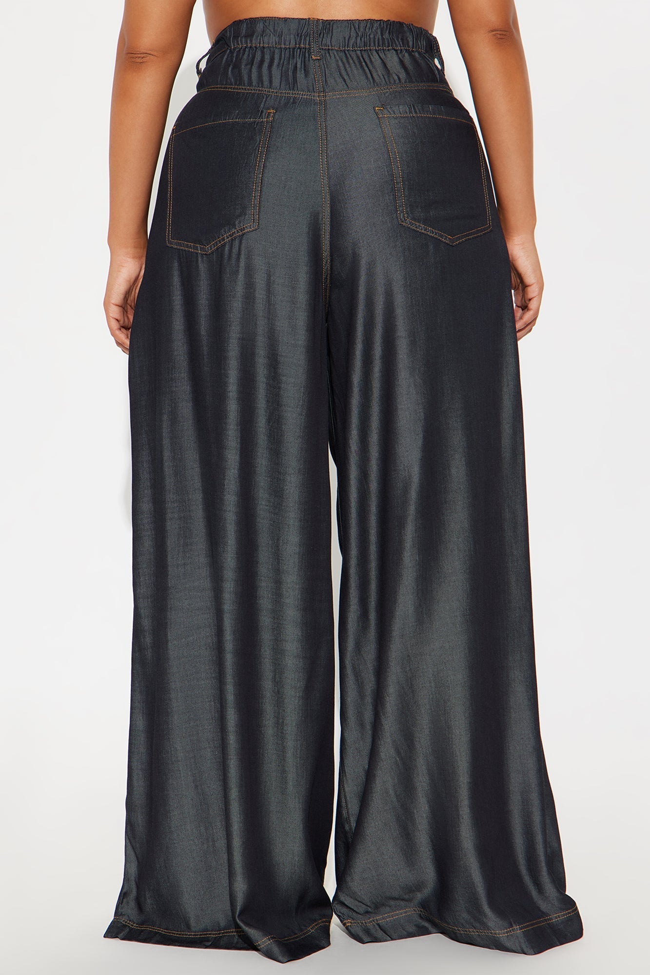 Trust Issues Chambray Wide Leg Pant 33 - Rinse Blue Wash