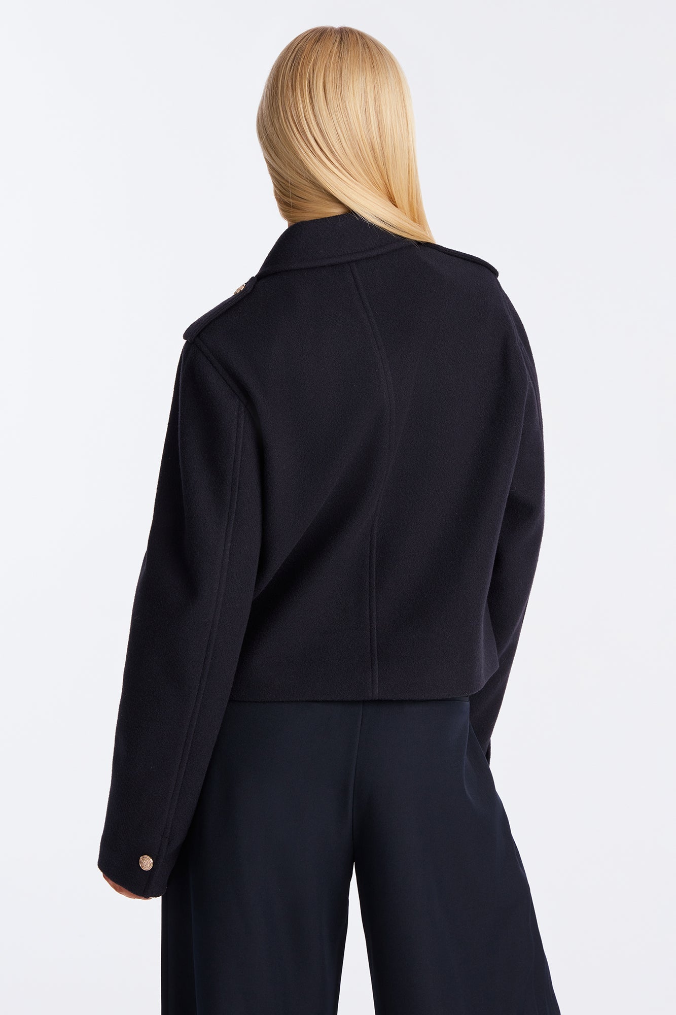 Madeline Faux Wool Lady Coat - Navy