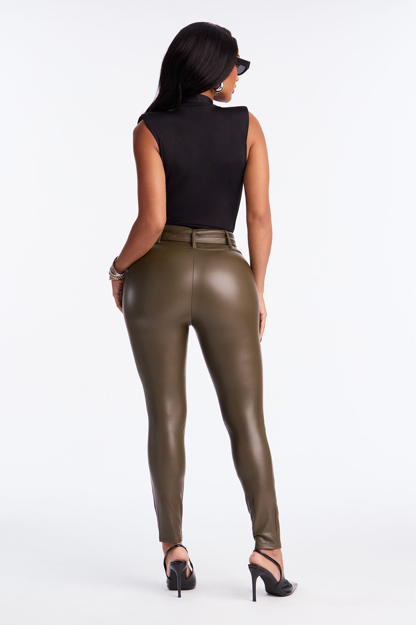 GNO Faux Leather Skinny Pant - Olive