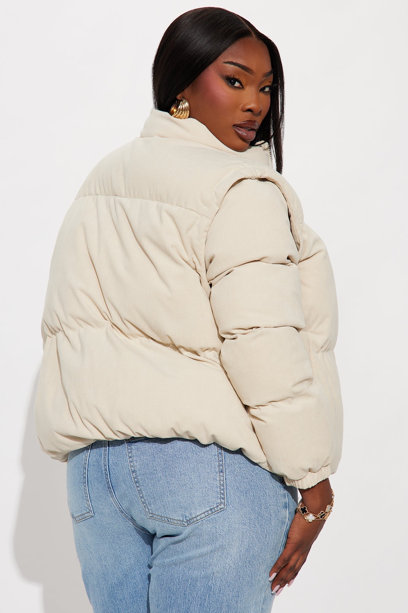 Campfire Cozy Convertible Puffer Jacket - Sand