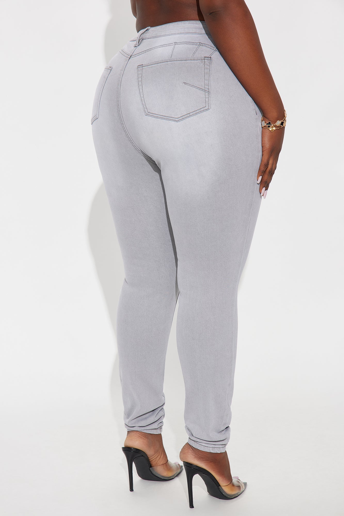 Tall Beacon Booty Lifting Ripped High Rise Stretch Skinny Jeans - Grey