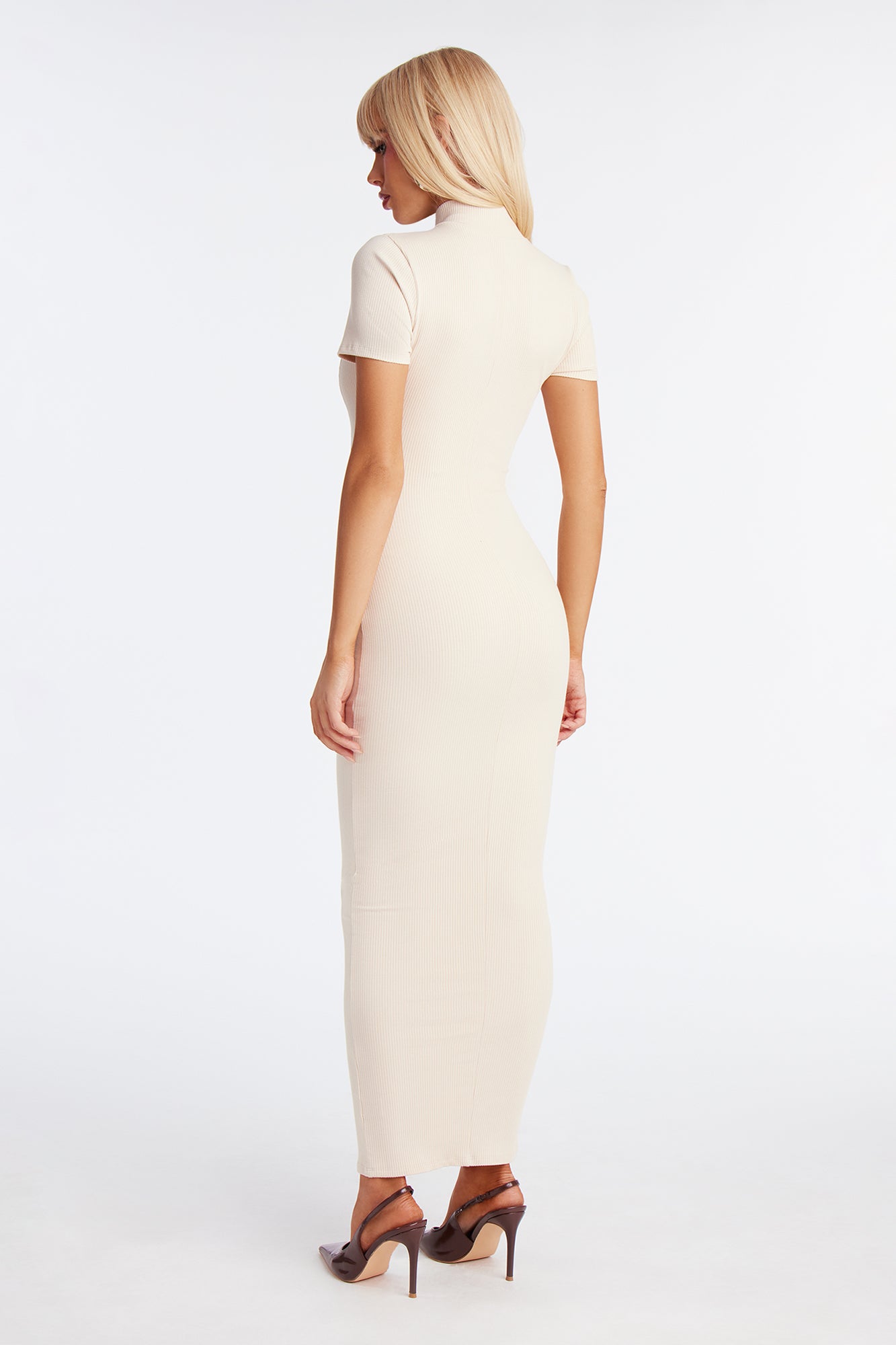 Mia Zip Snatched Maxi Dress - Cream