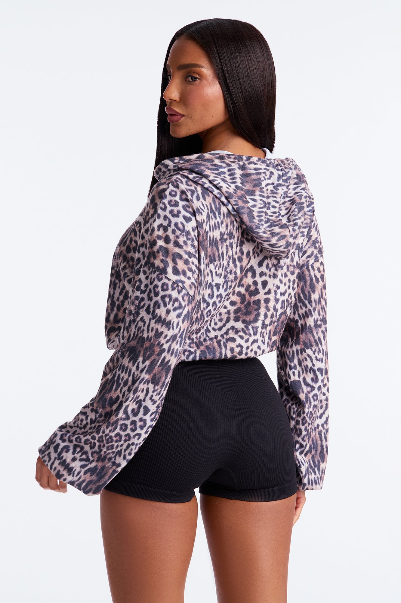 Wild Star Leopard Cropped Hoodie - Leopard