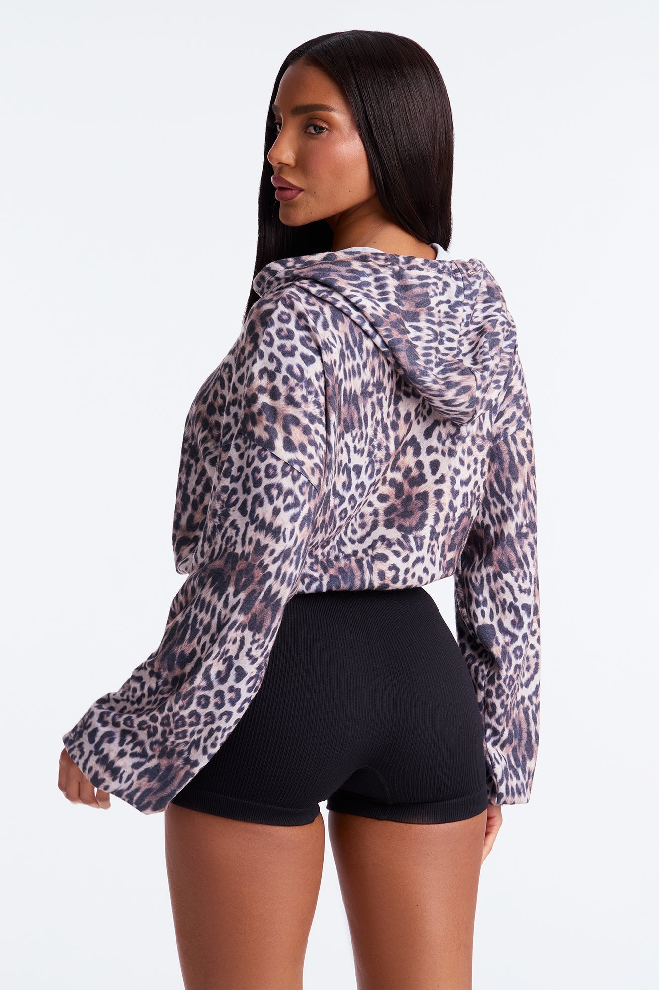Wild Star Leopard Cropped Hoodie - Leopard
