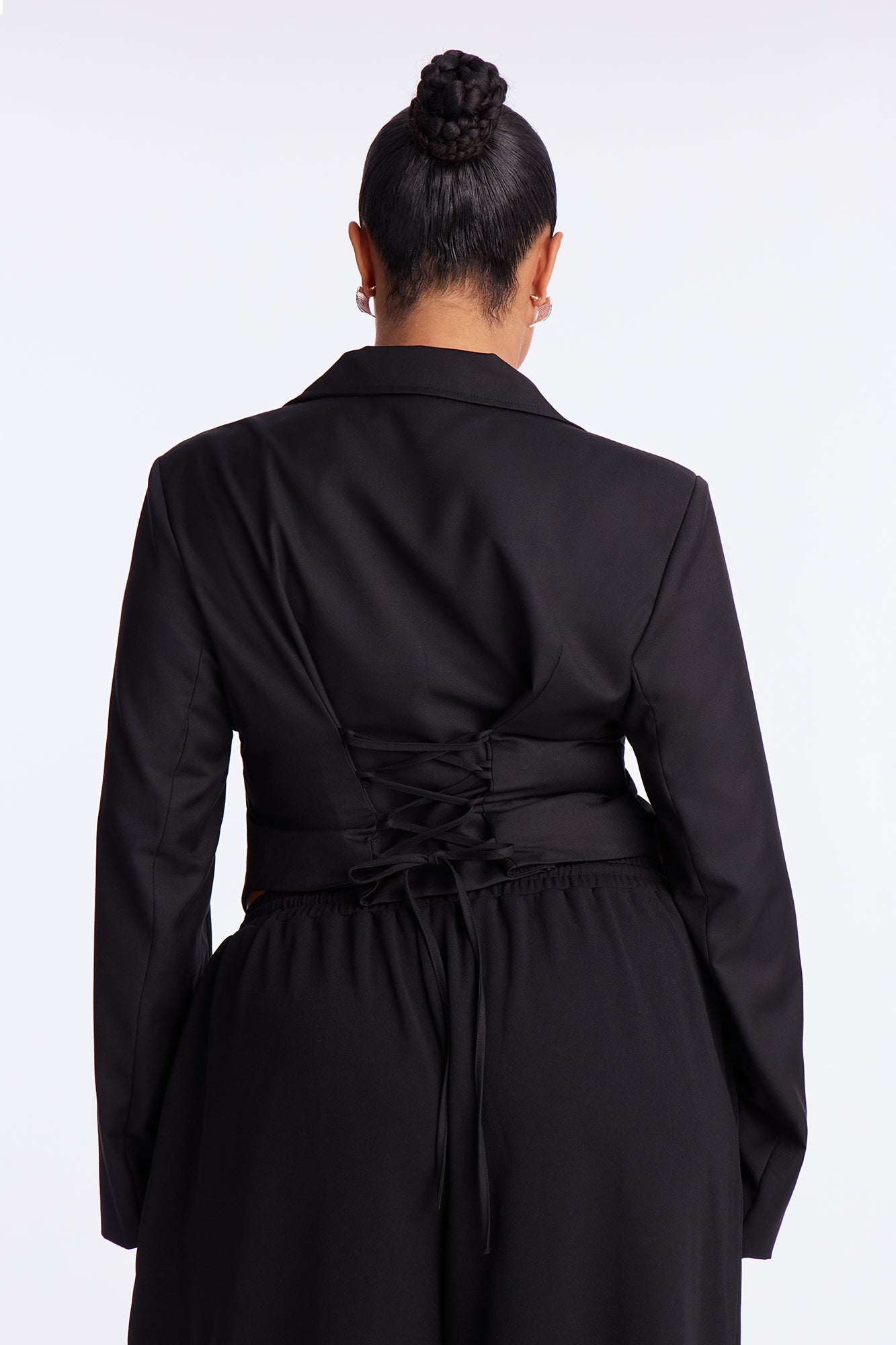 Something Settle Shoulder Pad Corset Top - Black