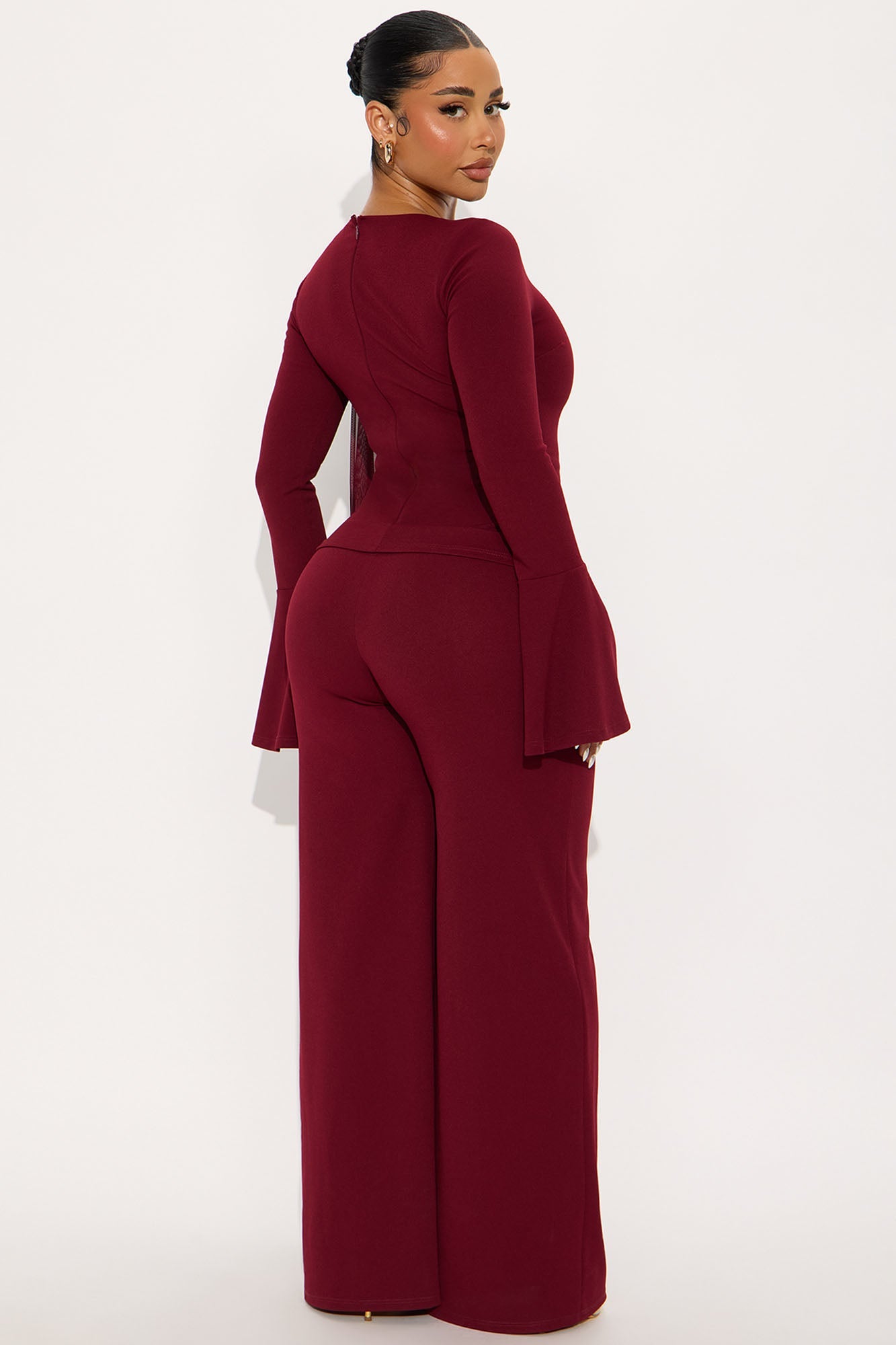 Chloe Draped High Neck Jumpsuit - Wine