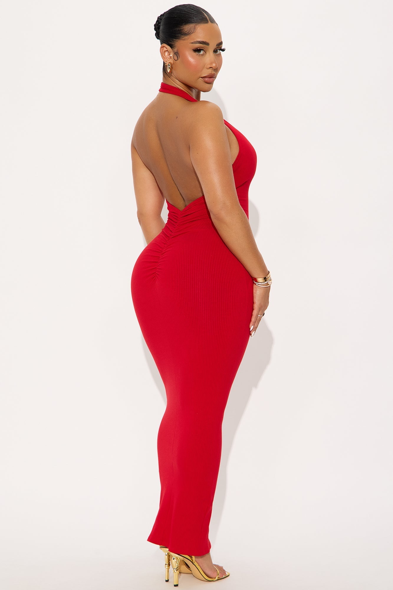 Ana Halter Snatched Maxi Dress - Red