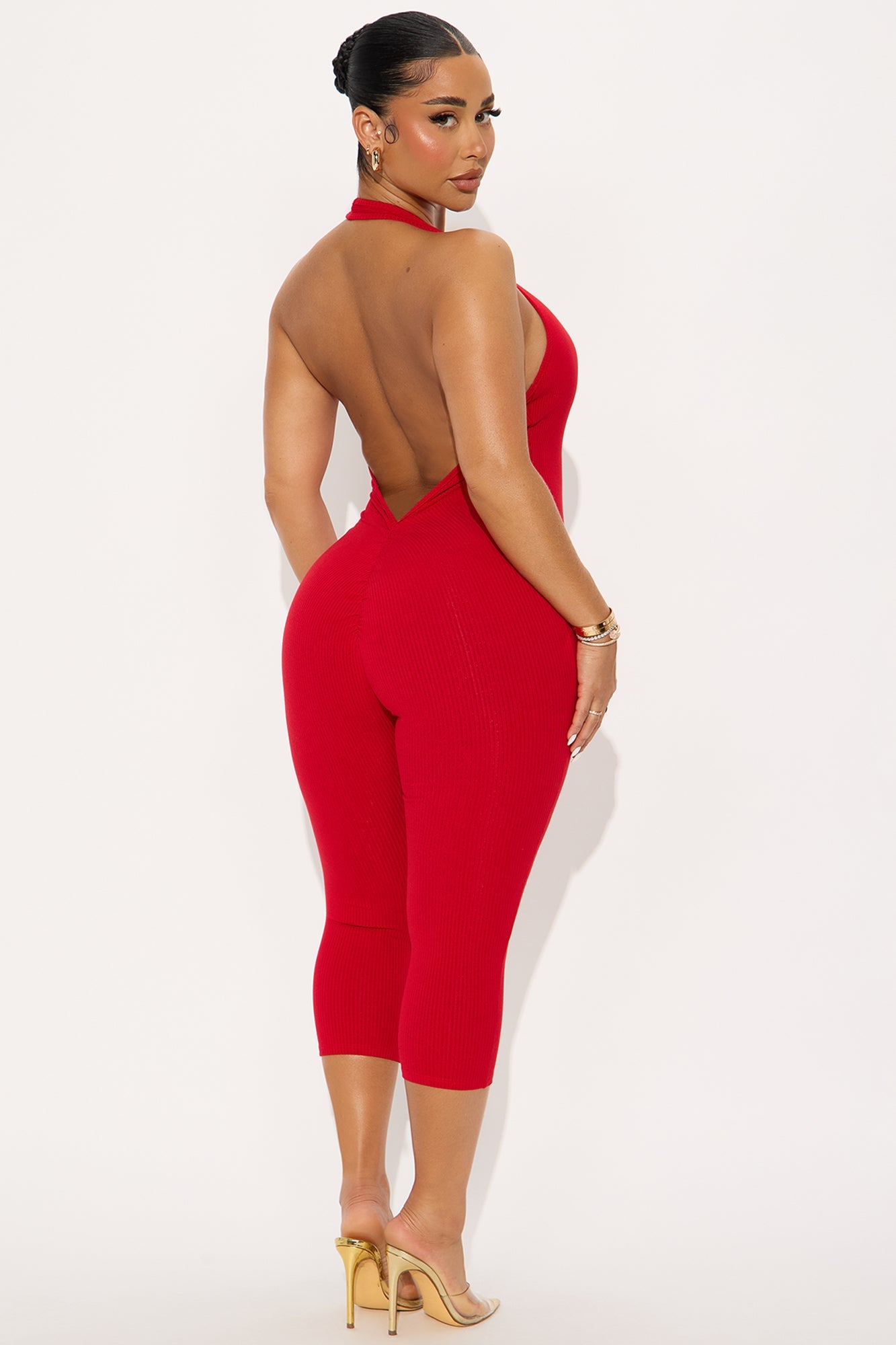 Ana Halter Snatched Jumpsuit - Red