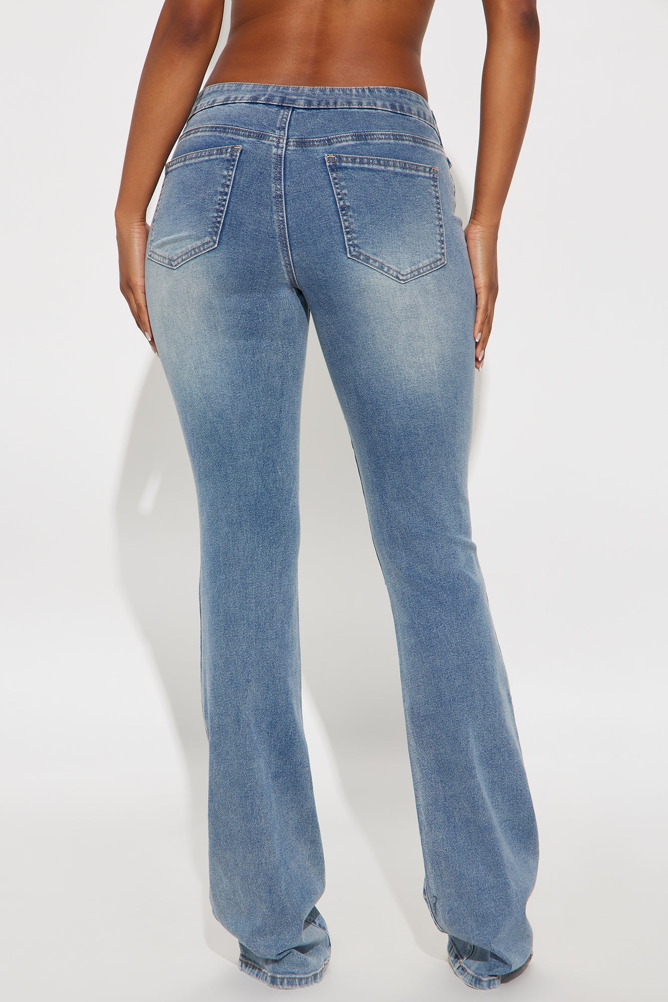 Brittany Belted Low Rise Bootcut Jeans - Medium Wash