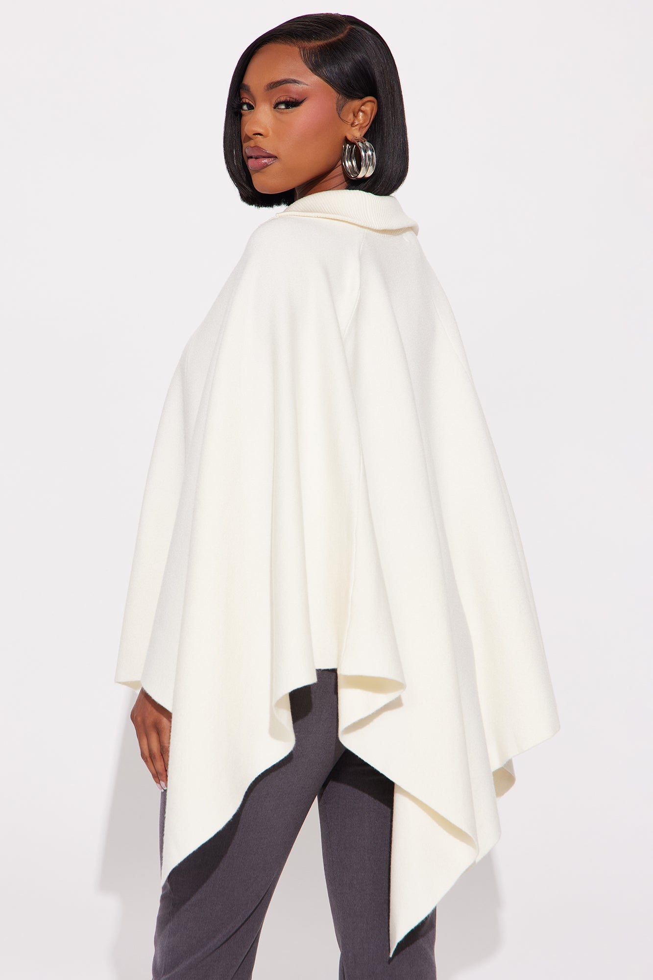 Not Blending In Turtle Neck Poncho - Ivory