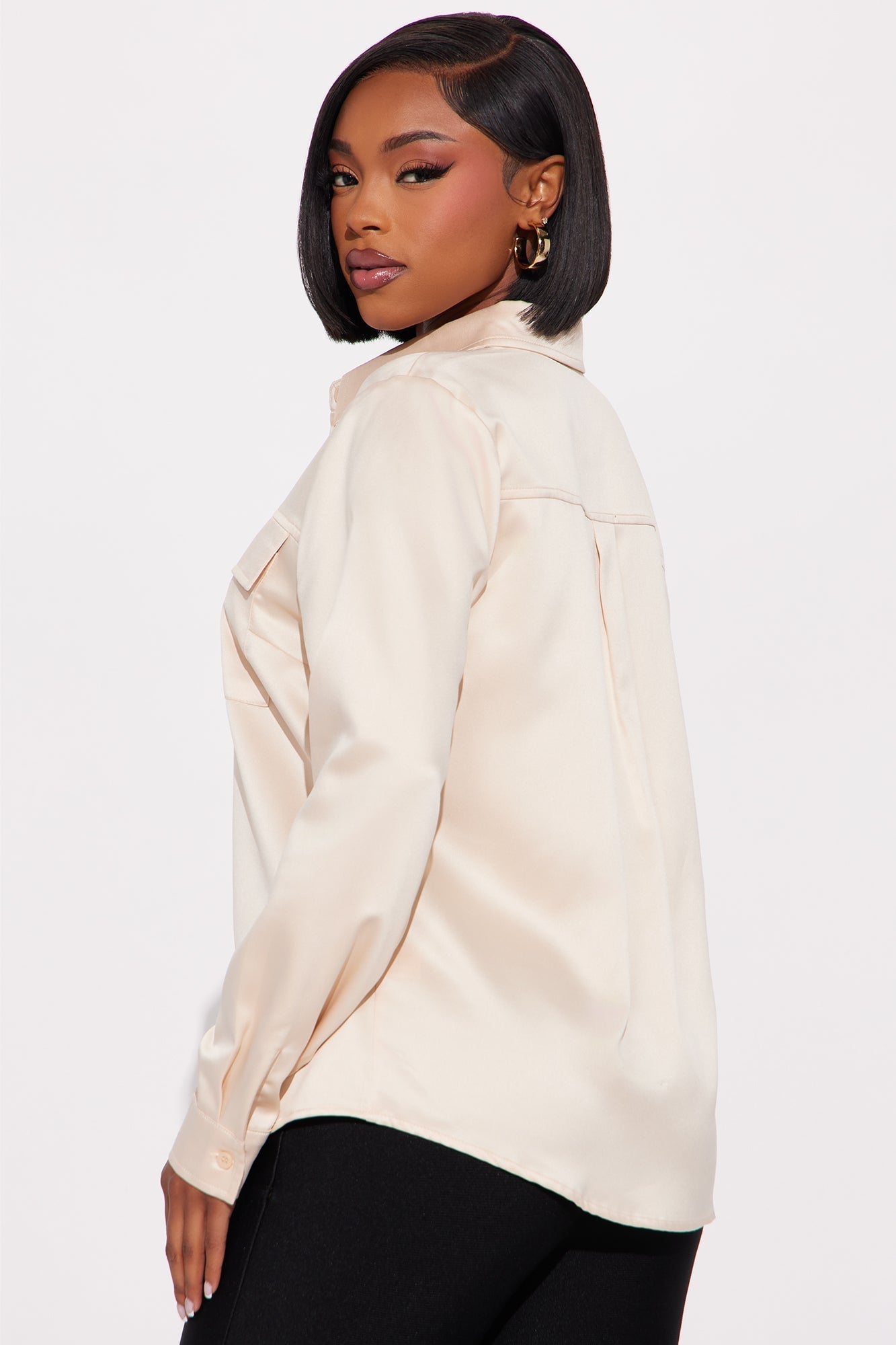 Star Player Satin Shirt - Champagne