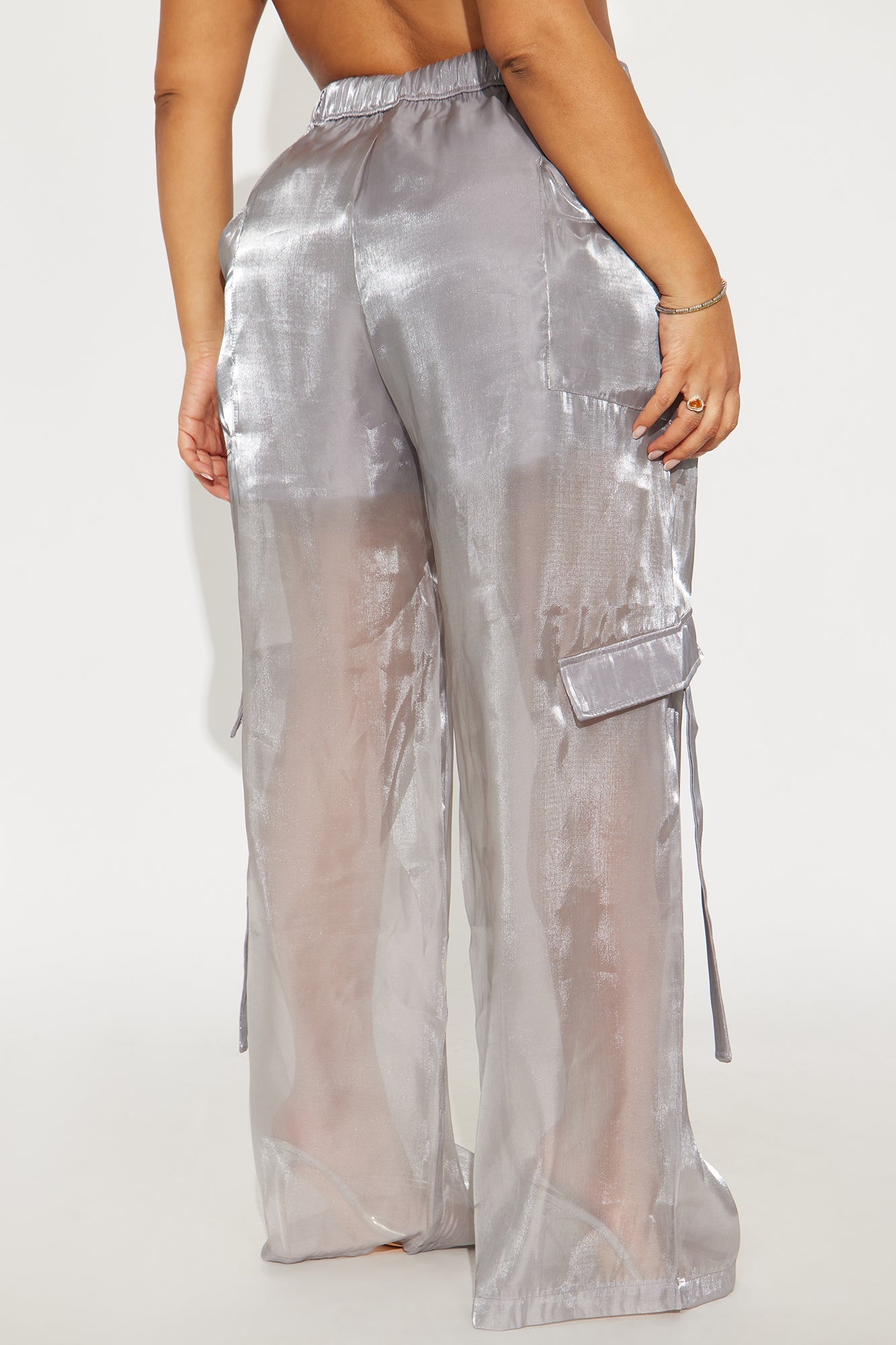All Eyes On Me Organza Wide Leg Pant 33 - Silver