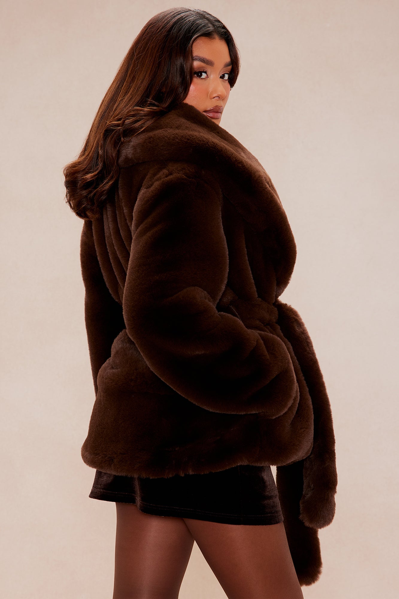 Effortless Energy Faux Fur Jacket - Chocolate