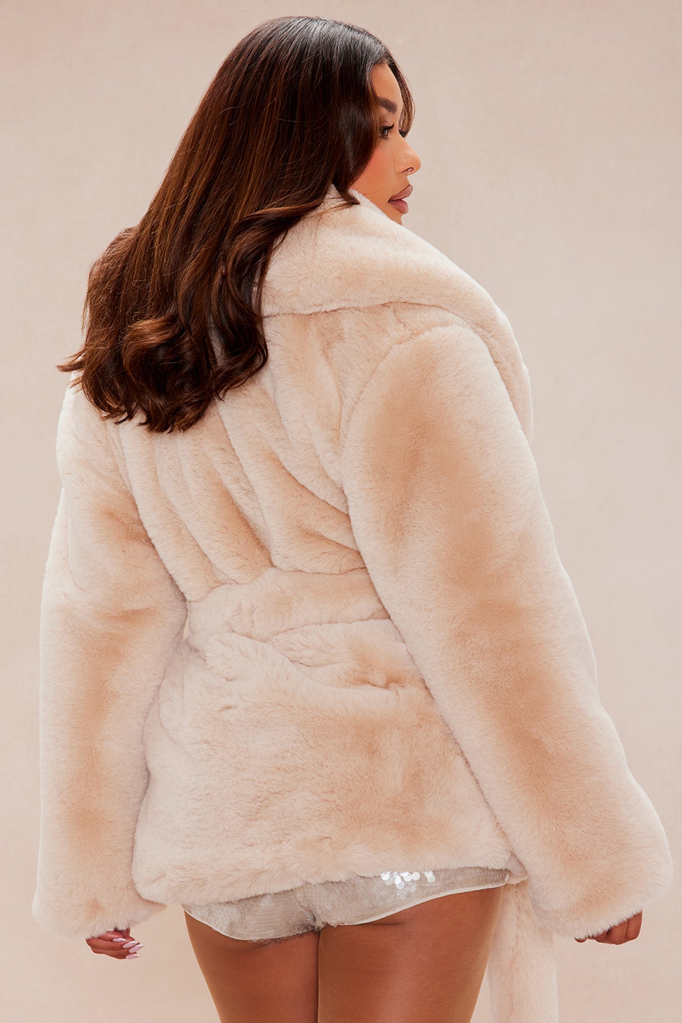 Effortless Energy Faux Fur Jacket - Nude