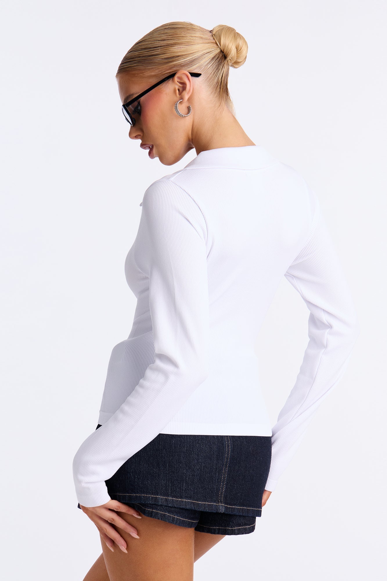 Studying You Collared Seamless Top - White