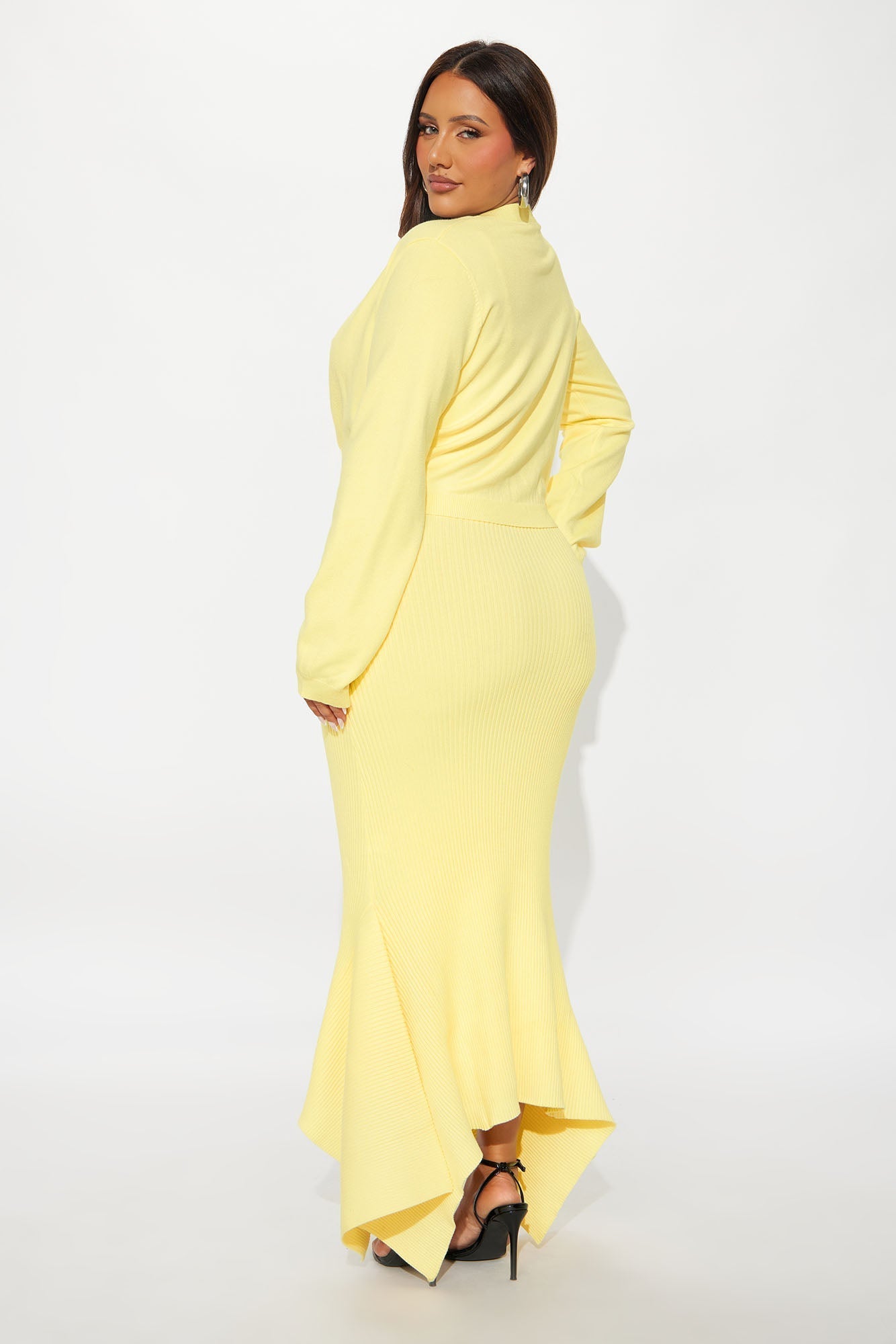 Dazzle Me Ribbed Maxi Dress Set - Butter Yellow