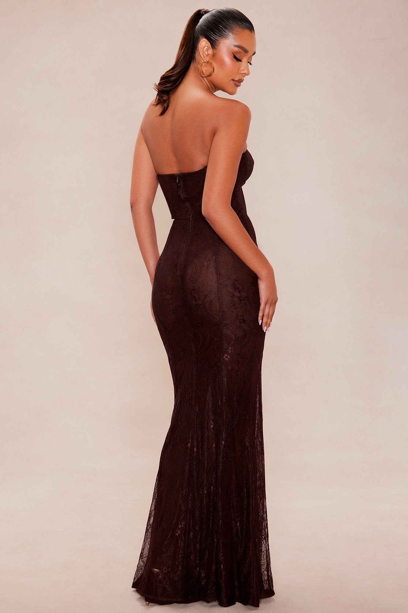 Sweet Seduction Lace Maxi Dress - Chocolate
