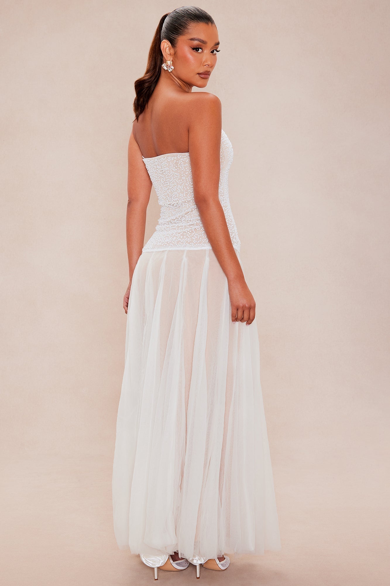 Timeless Embellished Midi Dress - Off White