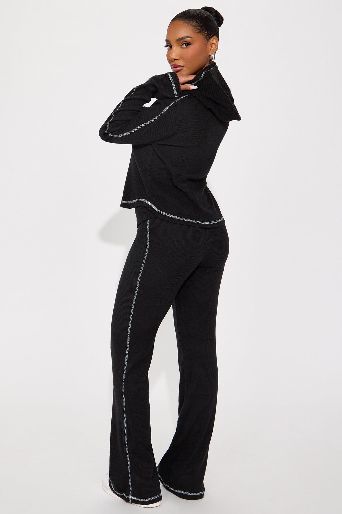 Have A Seat Hacci Hoodie Pant Set - Black