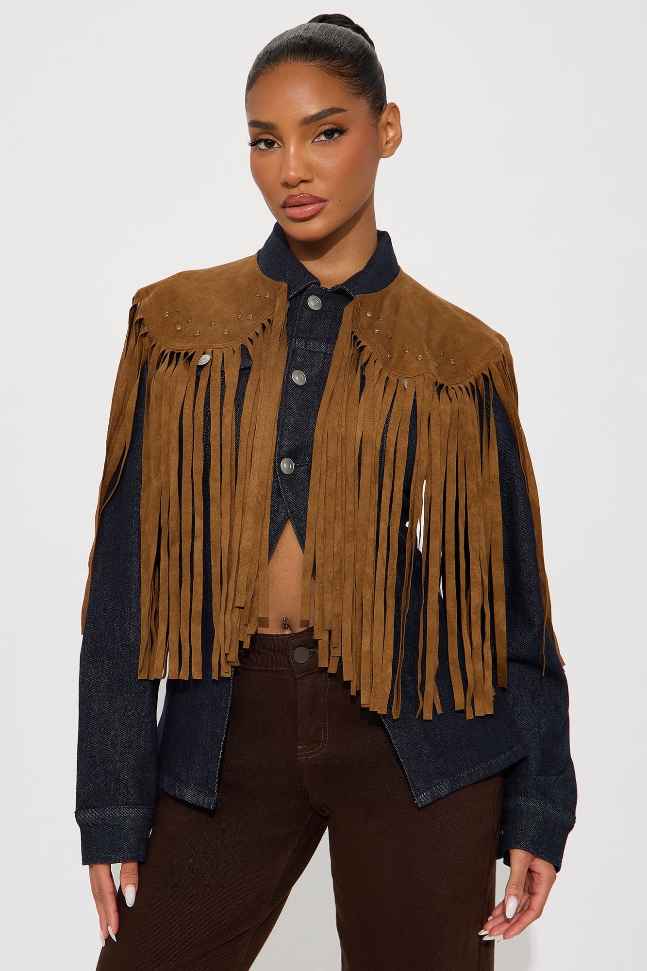 Forth Worth Fringe Cape - Brown