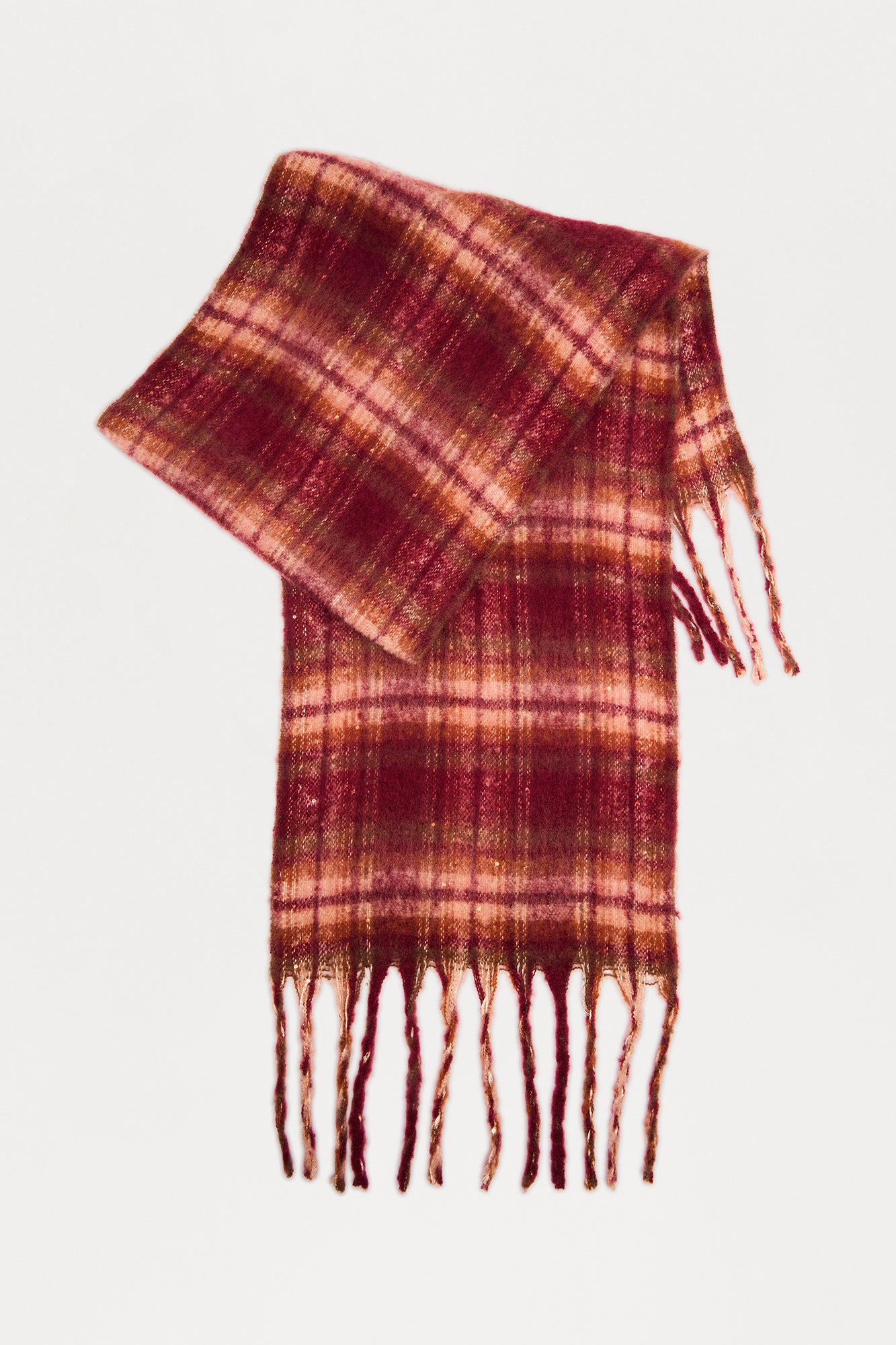 Snowy Woods Scarf - Burgundy/combo