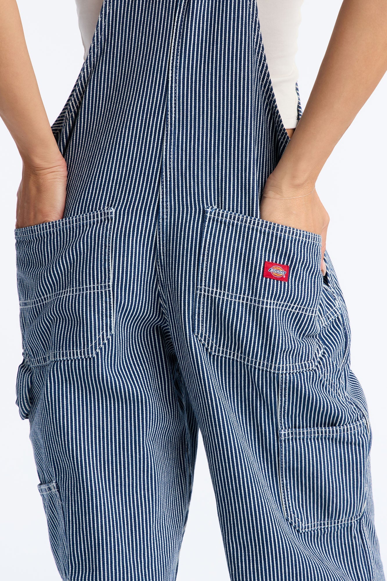 Dickies Hickory Stripe Denim Overalls - Navy/combo