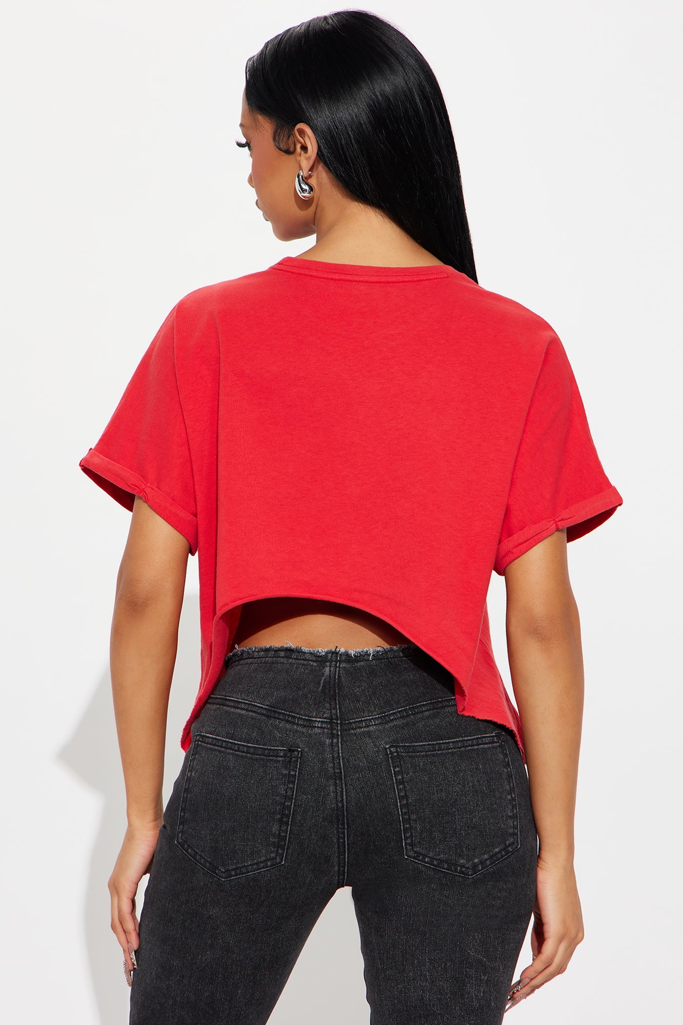 Classy Until Kickoff Distressed Cropped Top - Red