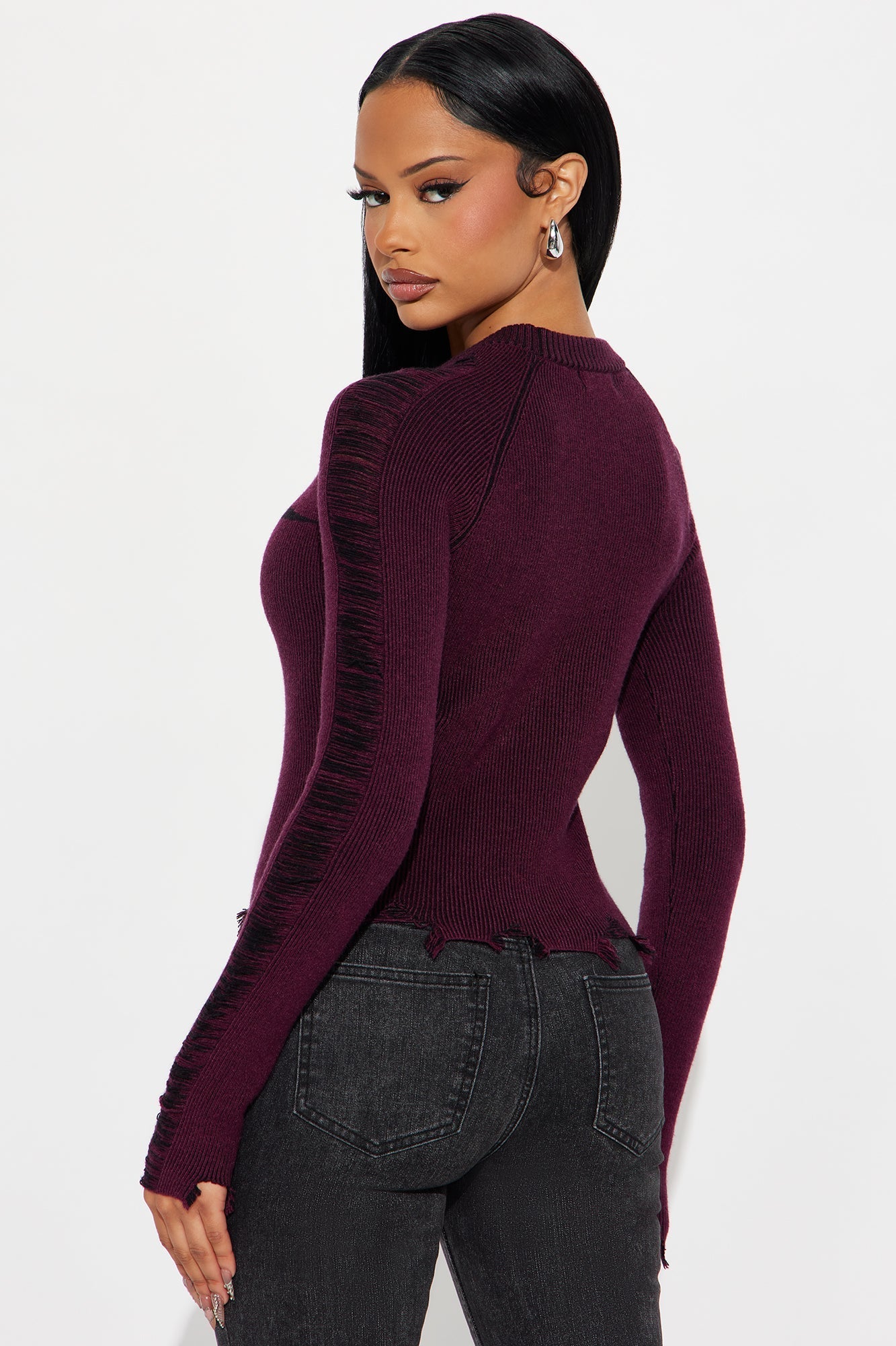 You're A Star Marled Sweater - Plum