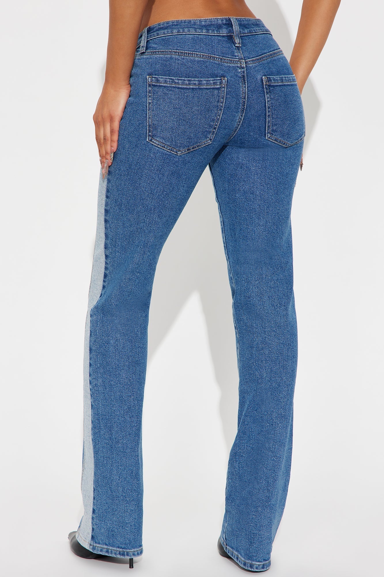 Both Sides Low Rise Bootcut Jeans - Medium Wash