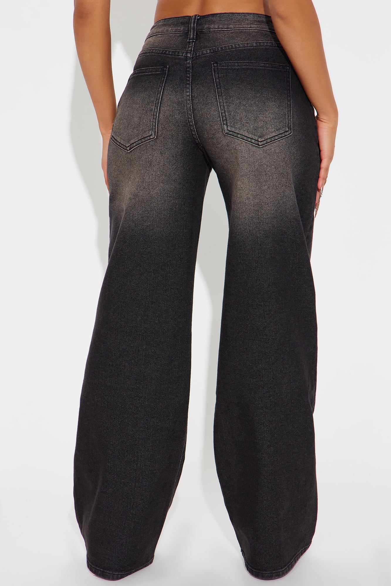 Low Flame Tinted Wide Leg Jean - Black Wash