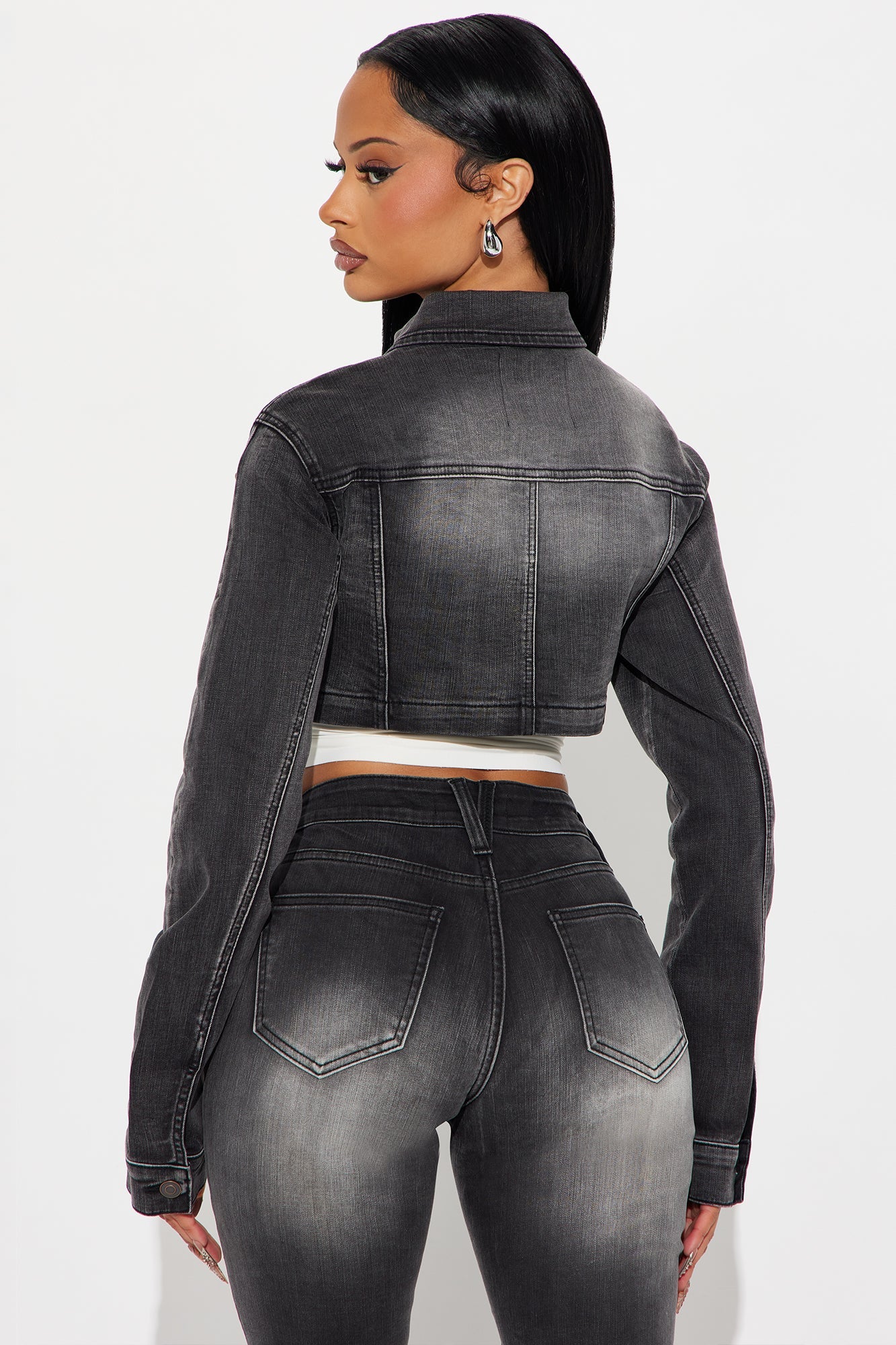 Isabella Embellished Denim Bolero Jacket - Grey/Smoke