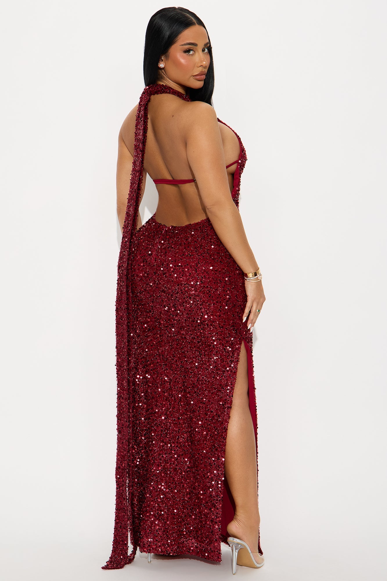Cosmic Fate Sequin Gown - Red