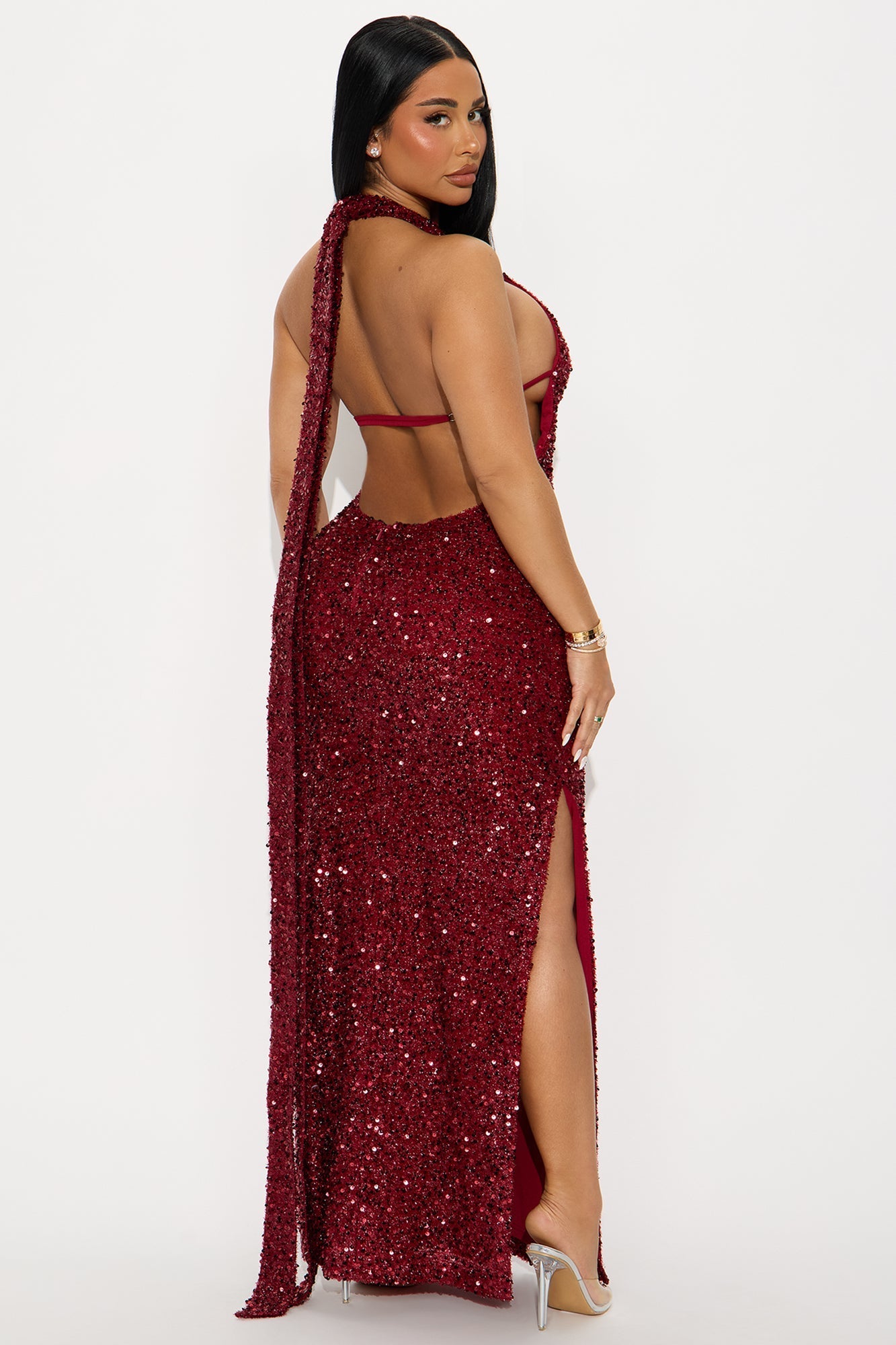 Cosmic Fate Sequin Gown - Red