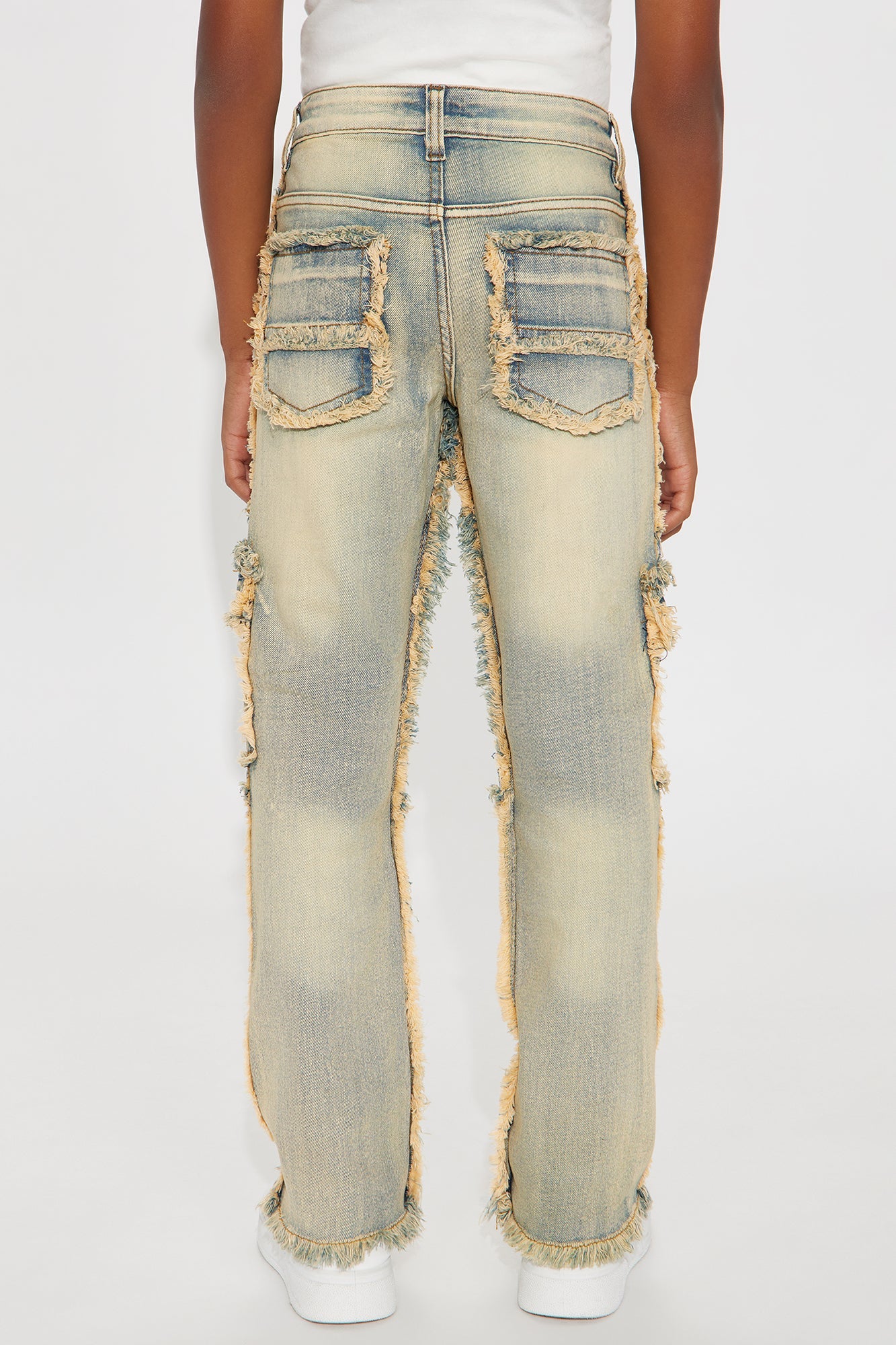 Mini Let Them Know Frayed Skinny Flare Jeans - Light Wash