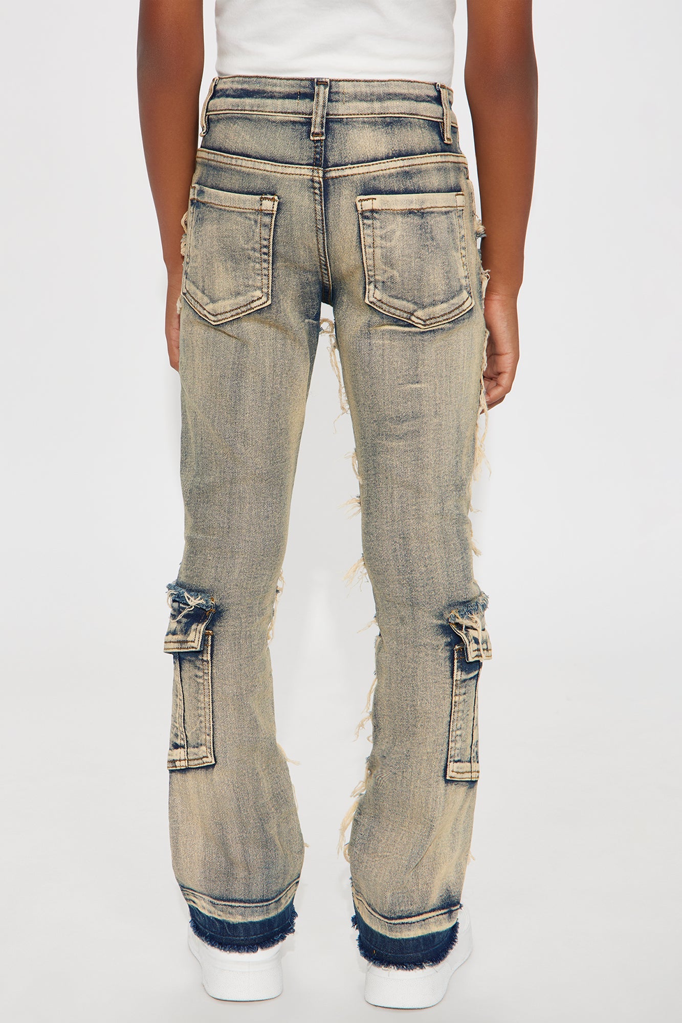 Mini Moving Forward Frayed Skinny Flare Jeans - Light Wash