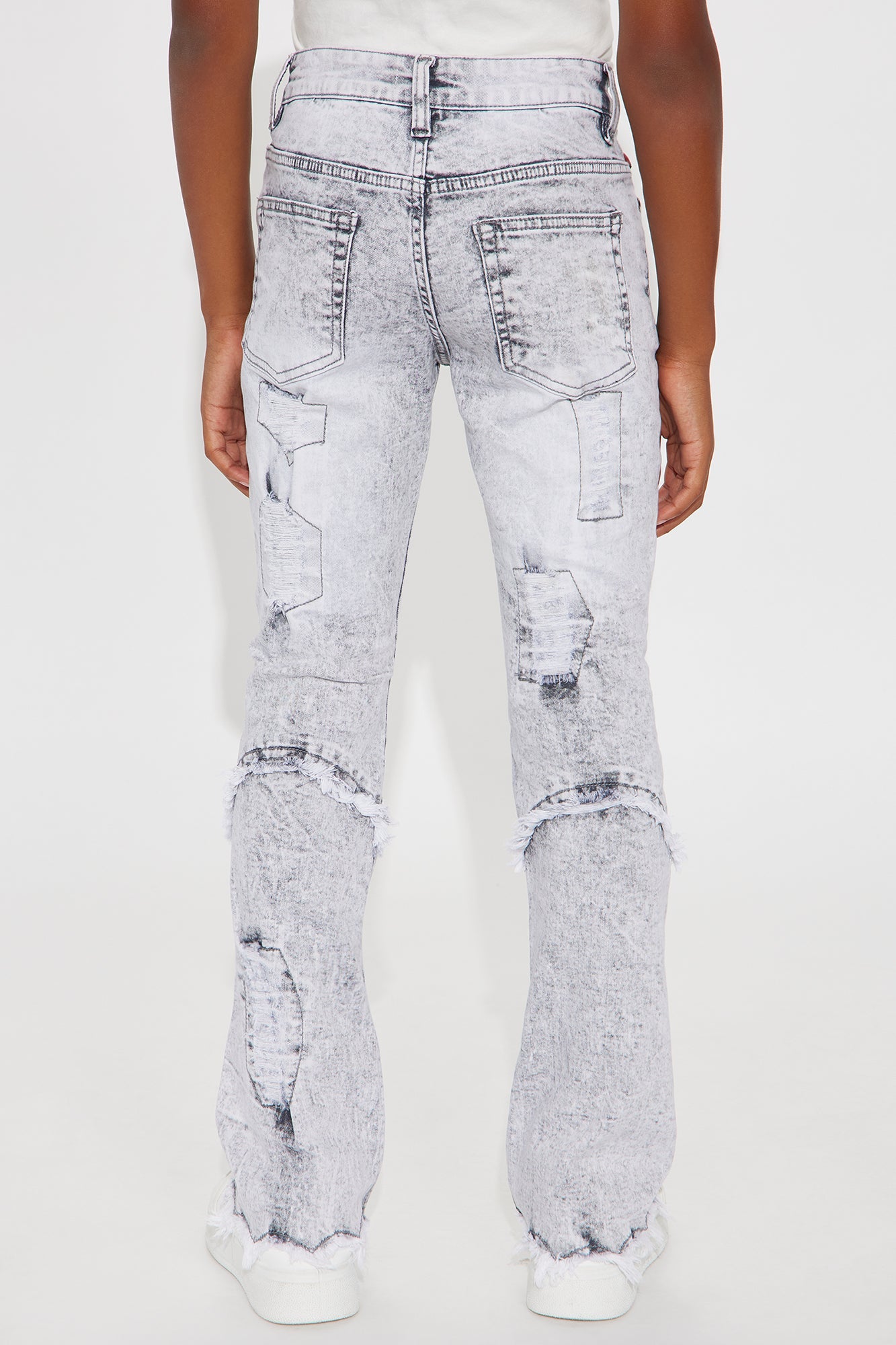 Mini Always Achieving Distressed Skinny Flare Jeans - Grey
