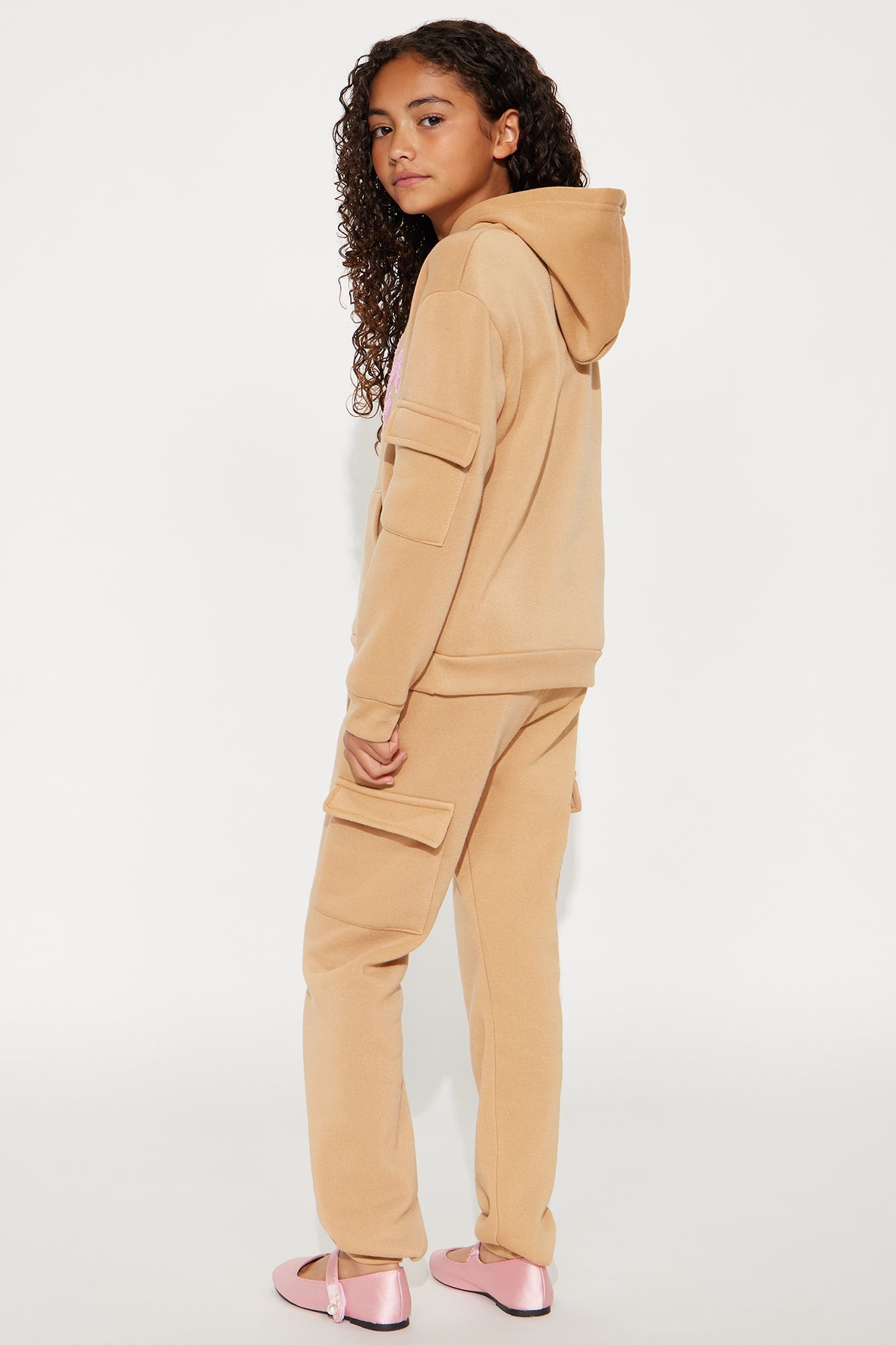 Mini Iconic Girl Cargo Jogger Pant Set - Khaki