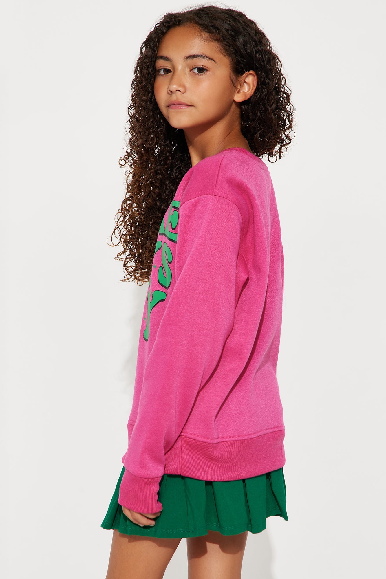 Mini Make Boys Cry Crew Neck Sweatshirt - Hot Pink