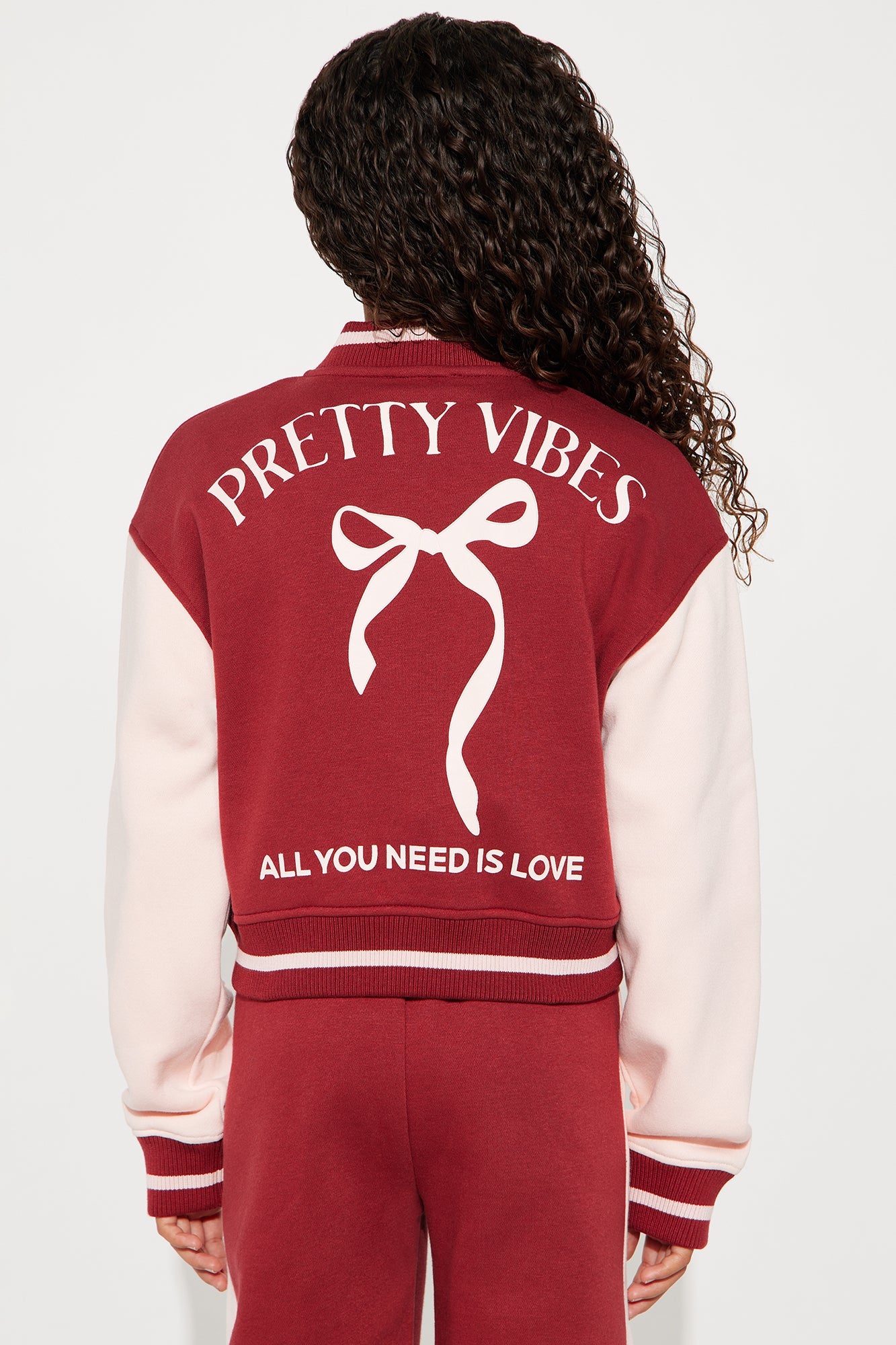 Mini Pretty Vibes Wide Leg Pant Set - Burgundy