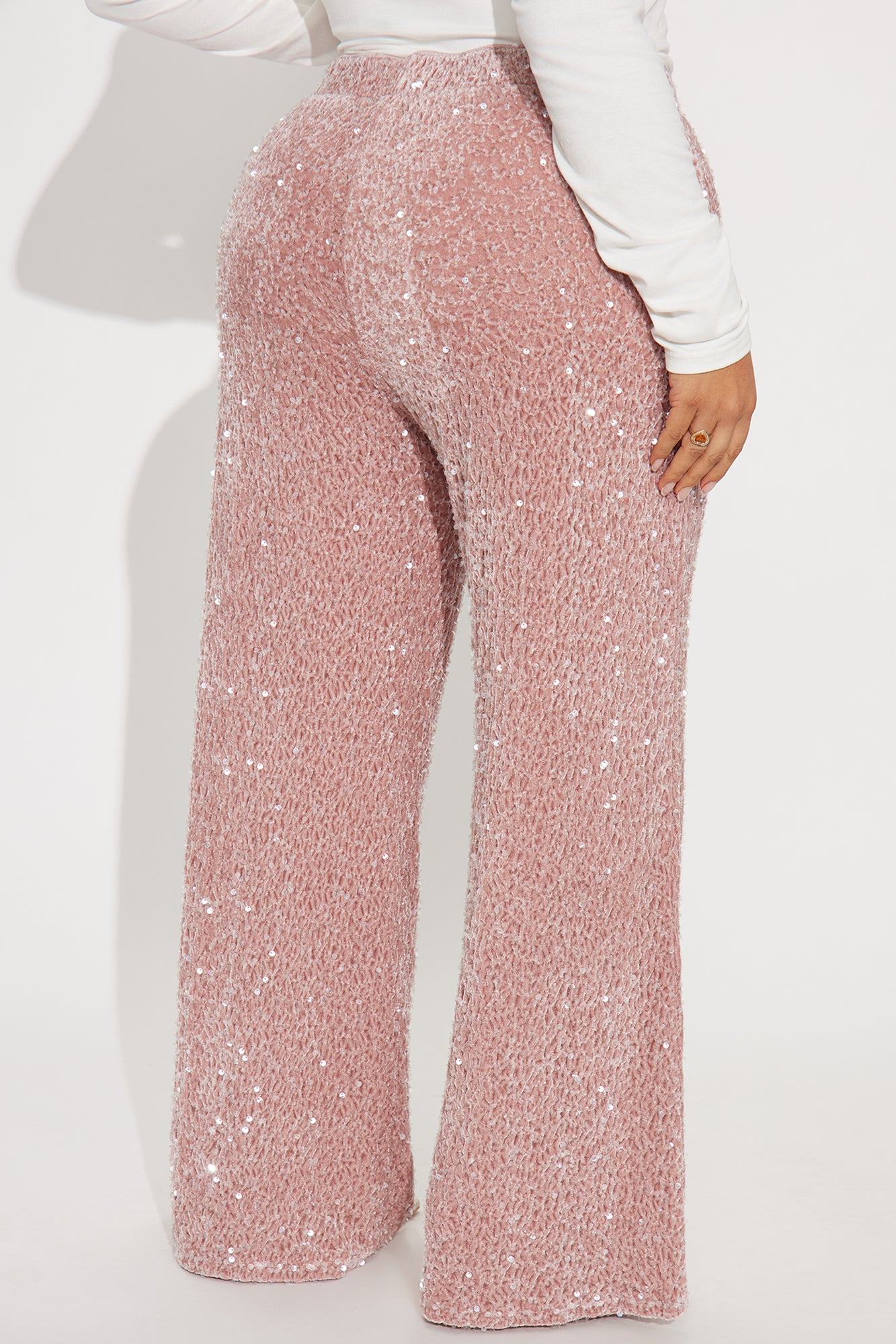 Aria Sequin Wide Leg Pant 32″ - Pink