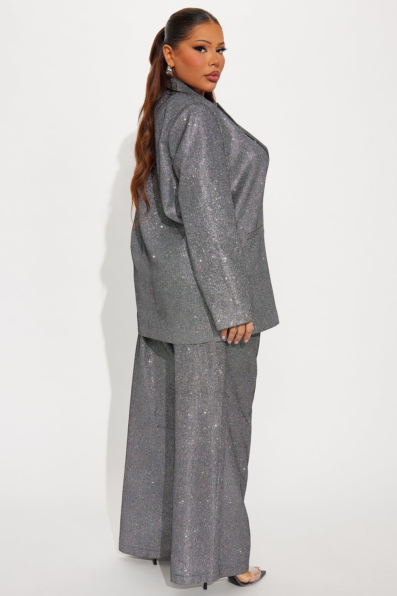 Starstruck Metallic Oversized Blazer - Silver