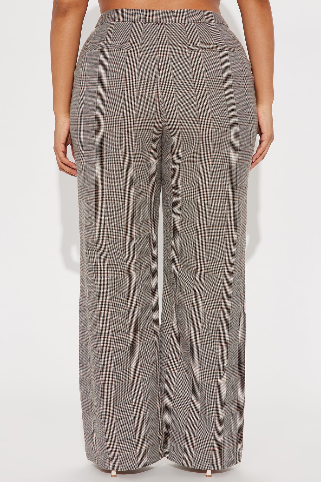 Florence Mid Rise Wide Leg Trouser Pant 32″ - Brown/combo