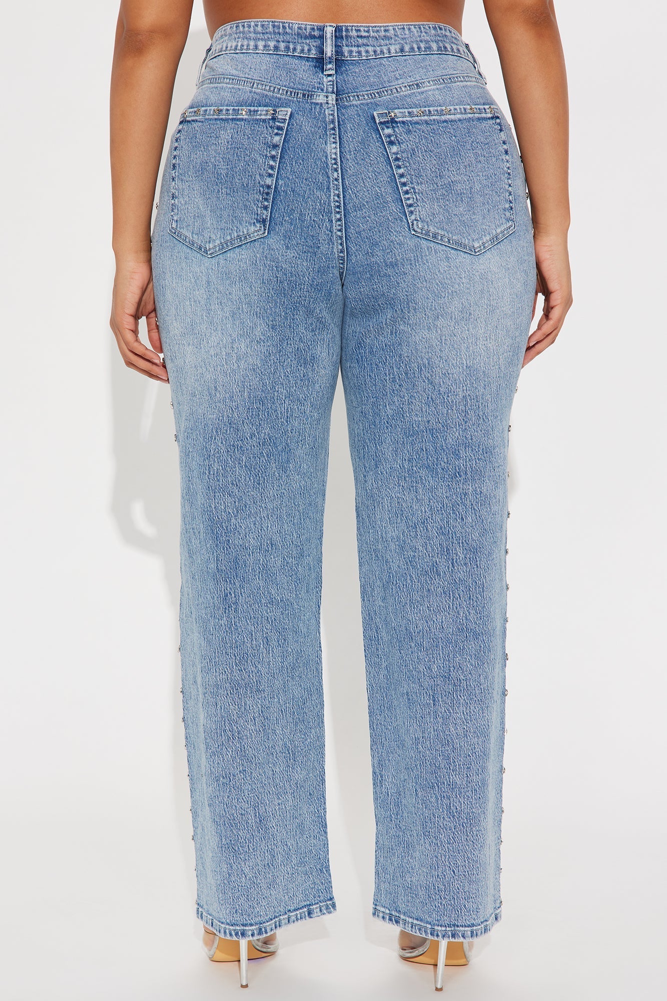 Shining Star Embellished Straight Leg Jean - Medium Wash