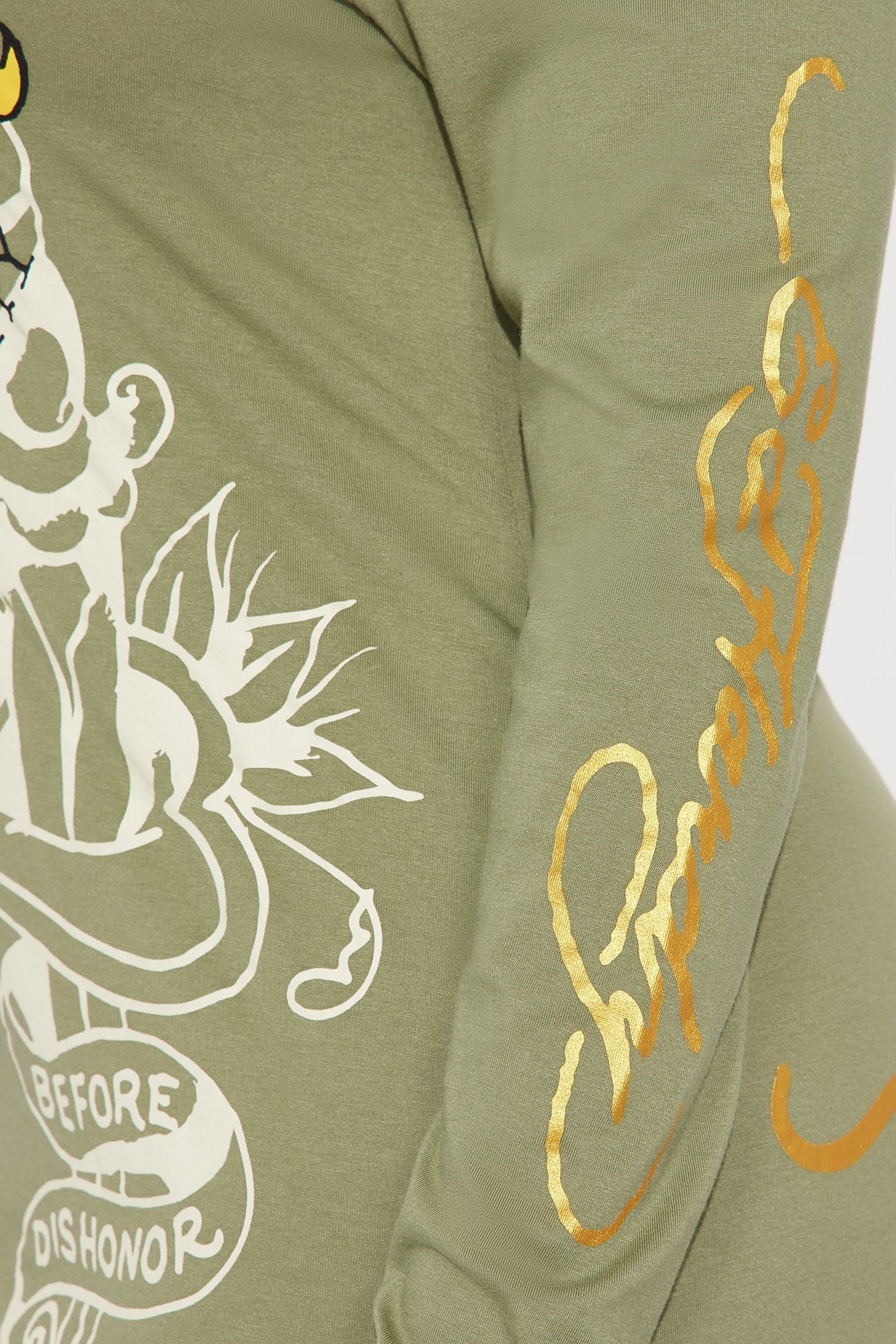 Ed Hardy Dagger Heart Long Sleeve Mini Dress - Olive