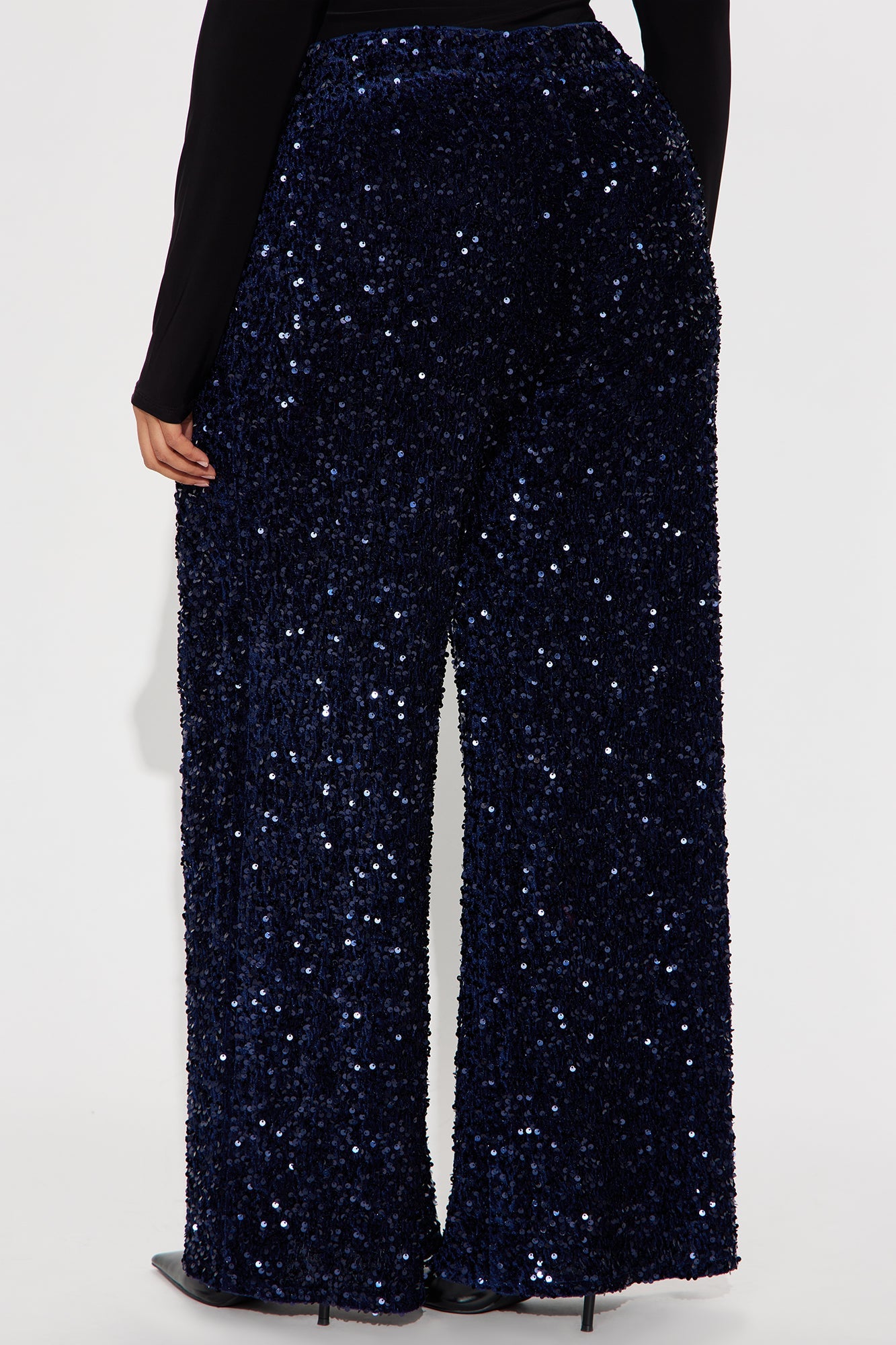 Aria Sequin Wide Leg Pant 32″ - Midnight Blue