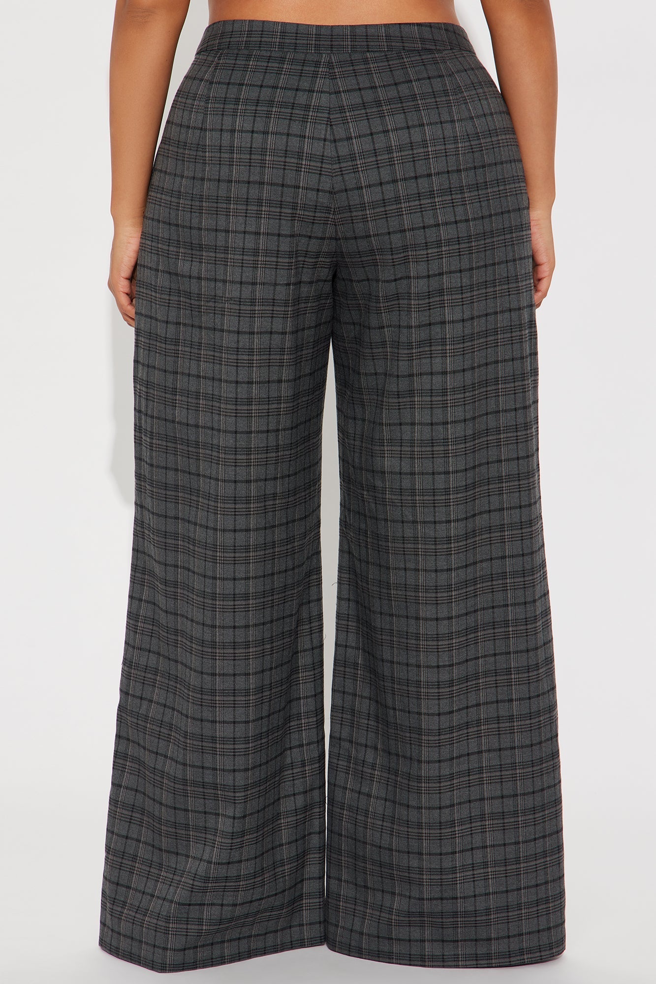 Brienne Plaid Wide Leg Trouser Pant 33 - Grey/combo