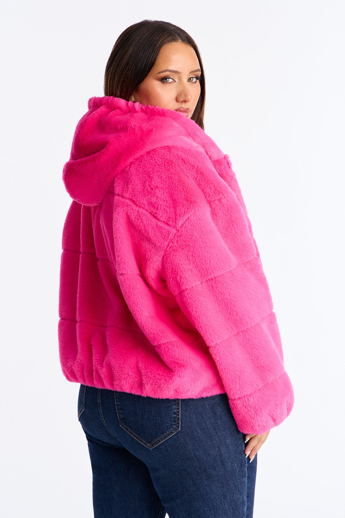 Leah Faux Fur Jacket - Magenta