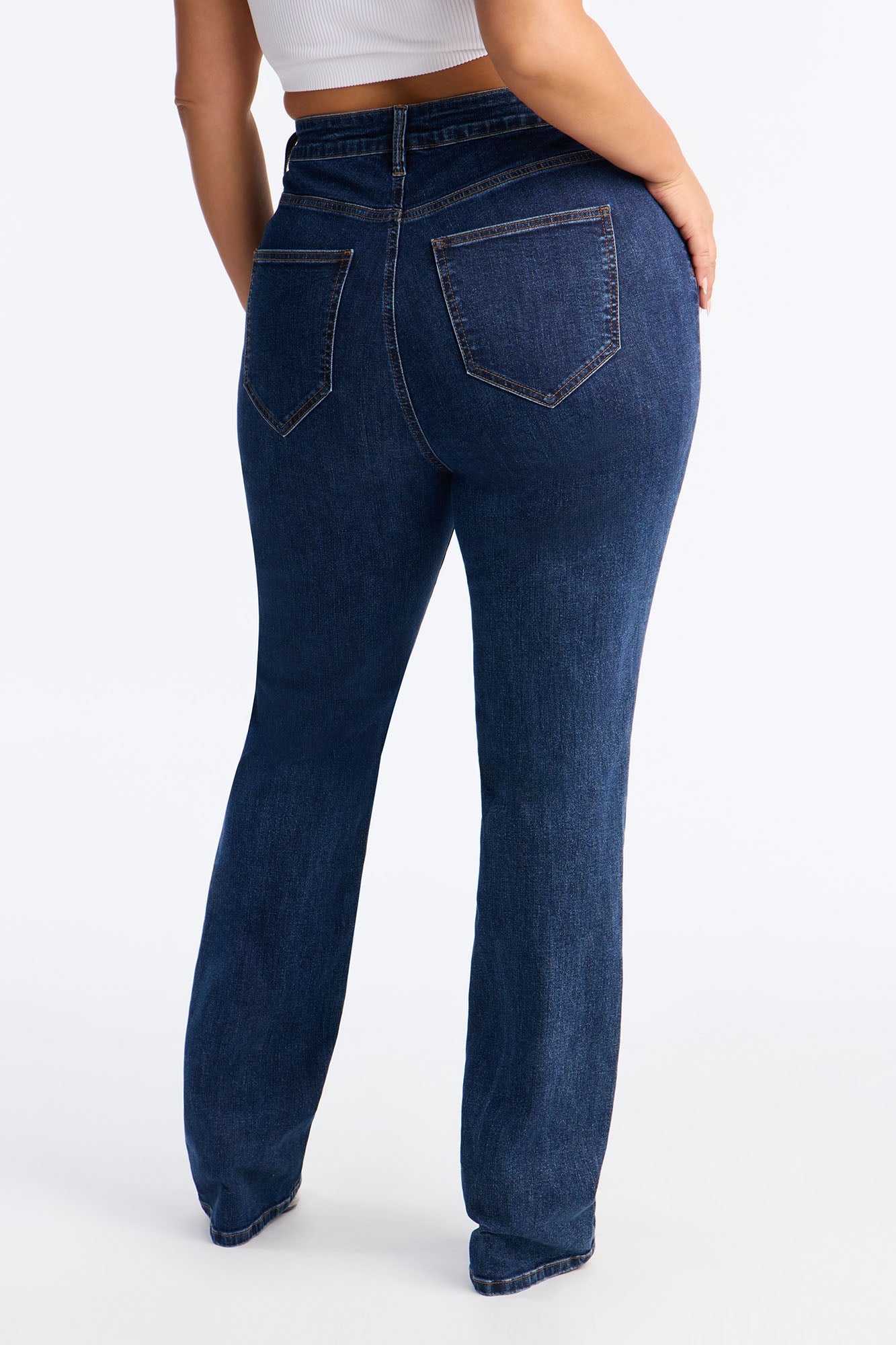 Set The Scene Stretch Stacked Straight Leg Jeans - Dark Wash