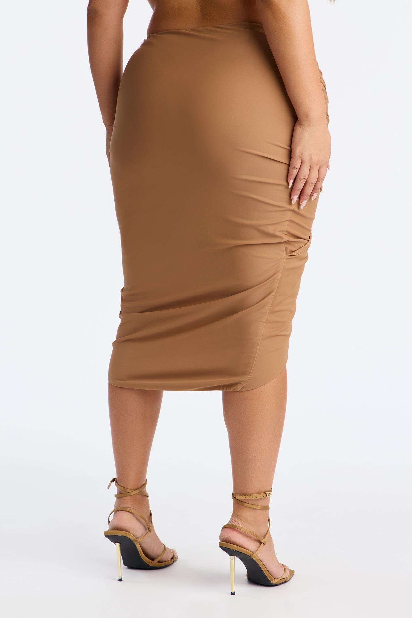 Draped In Perfection Wrap Midi Skirt - Mocha