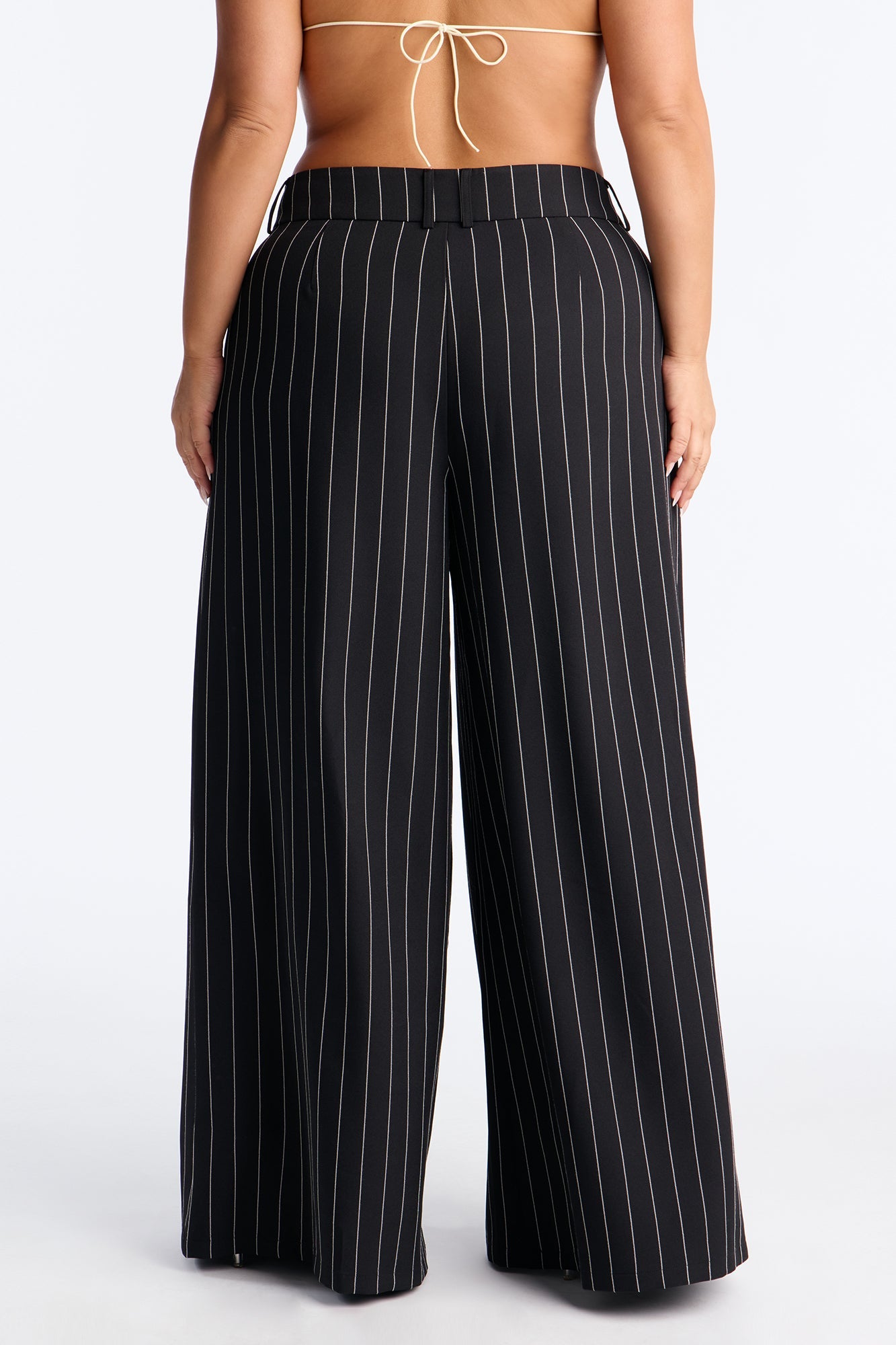 Felicity Pinstripe Wide Leg Trouser Pant 33″ - Black/combo